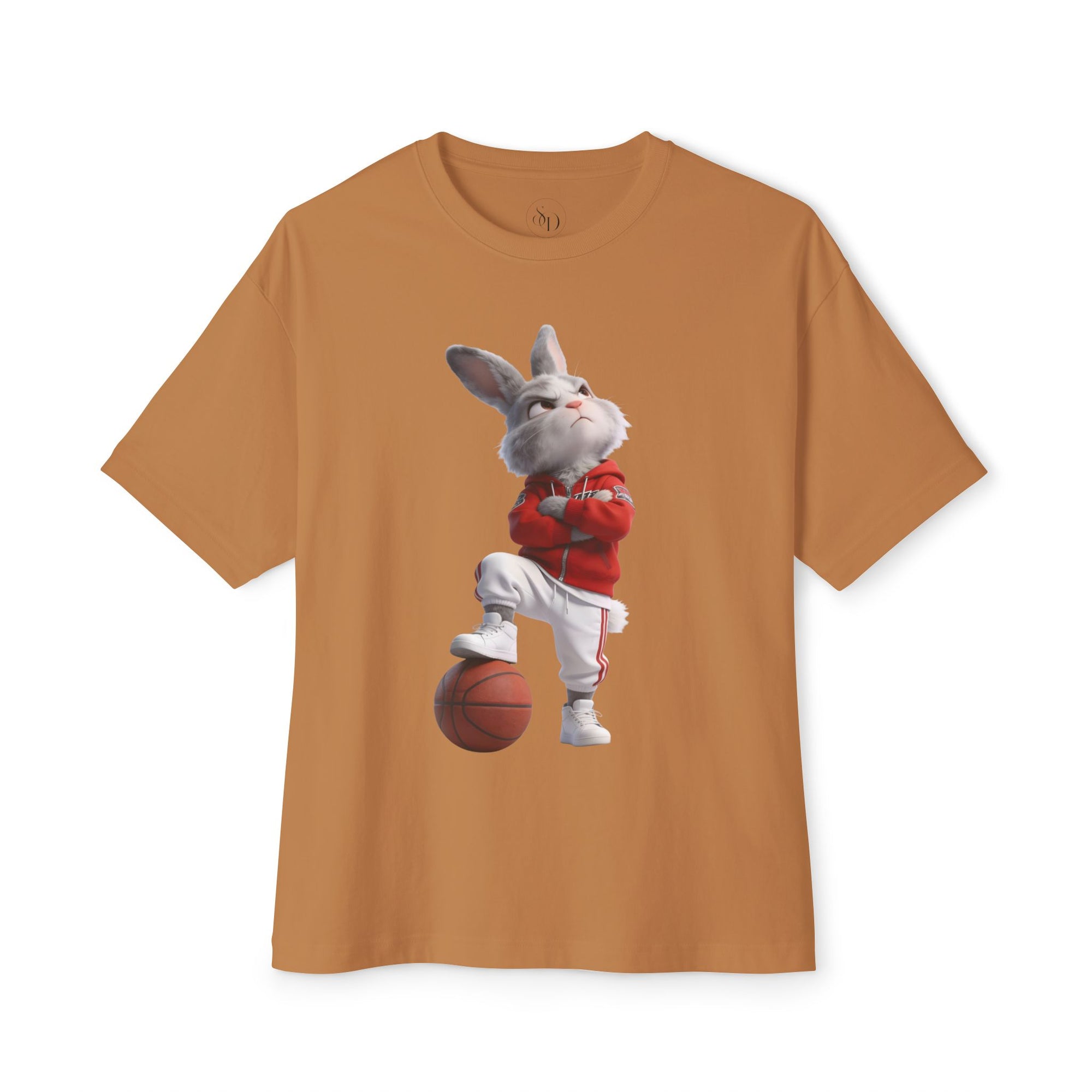 Oversized Bunny Basketball Player Graphic T-Shirt