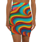 Colorful Swirl Mini Skirt | Abstract Art Bodycon | Creative Outfit
