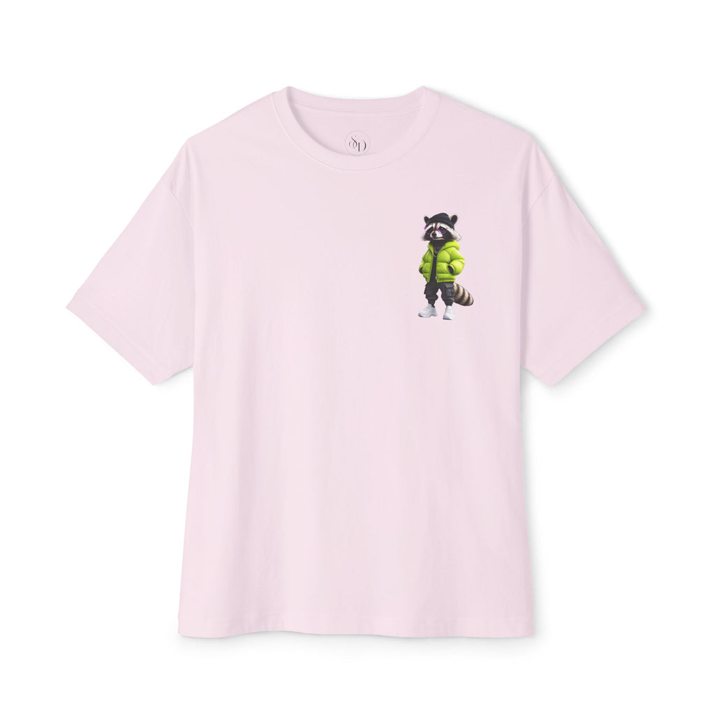 Raccoon Streetwear Tee — Cool Green Puffer Jacket Graphic Shirt