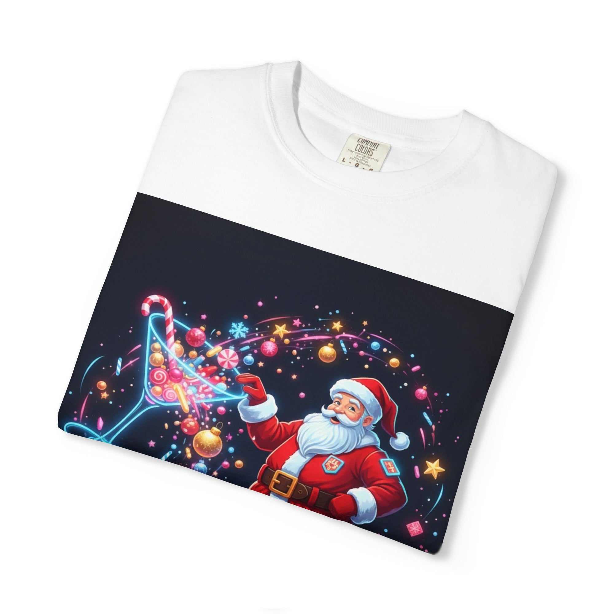 Santa Wizard Illustration T-Shirt | Neon Magical Christmas Tee