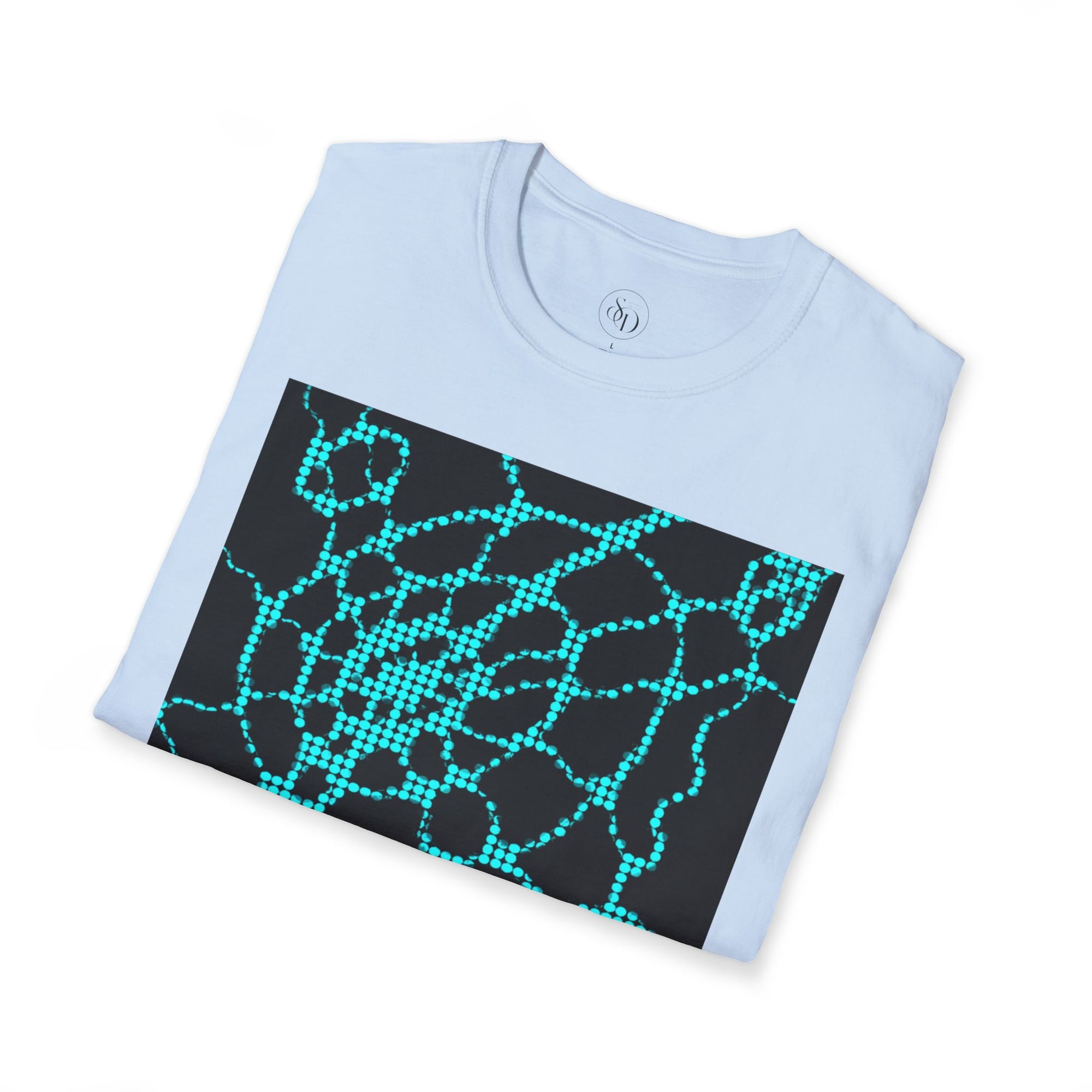Black & Turquoise Neuro-Art T-Shirt | Soft Cotton Unisex Tee