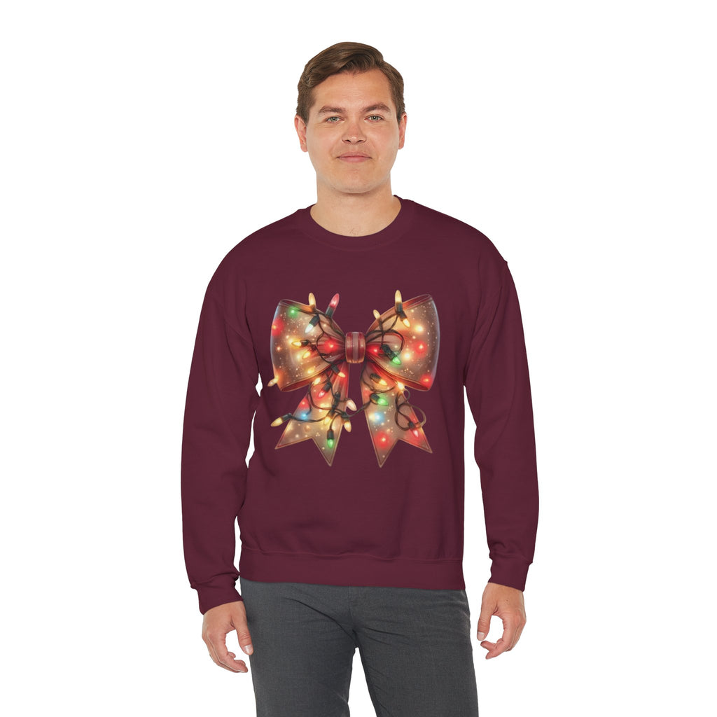 Christmas Bow Sweatshirt | Holiday Lights Crewneck