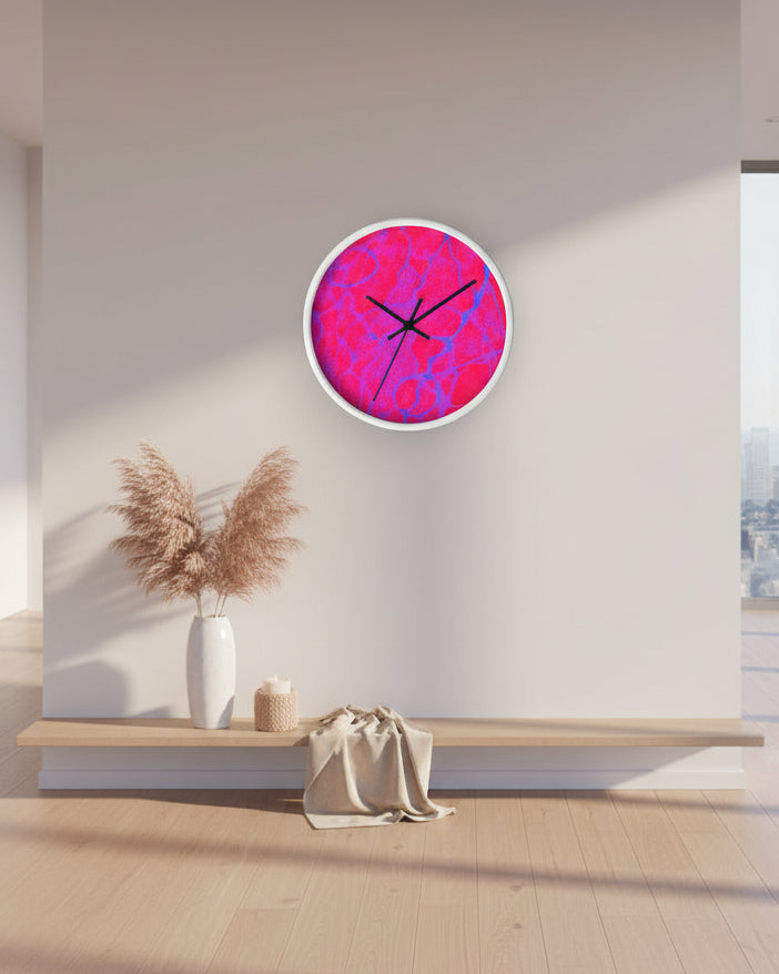 Hot Pink Wall Clock | Modern Silent Clock | Bold Home Decor