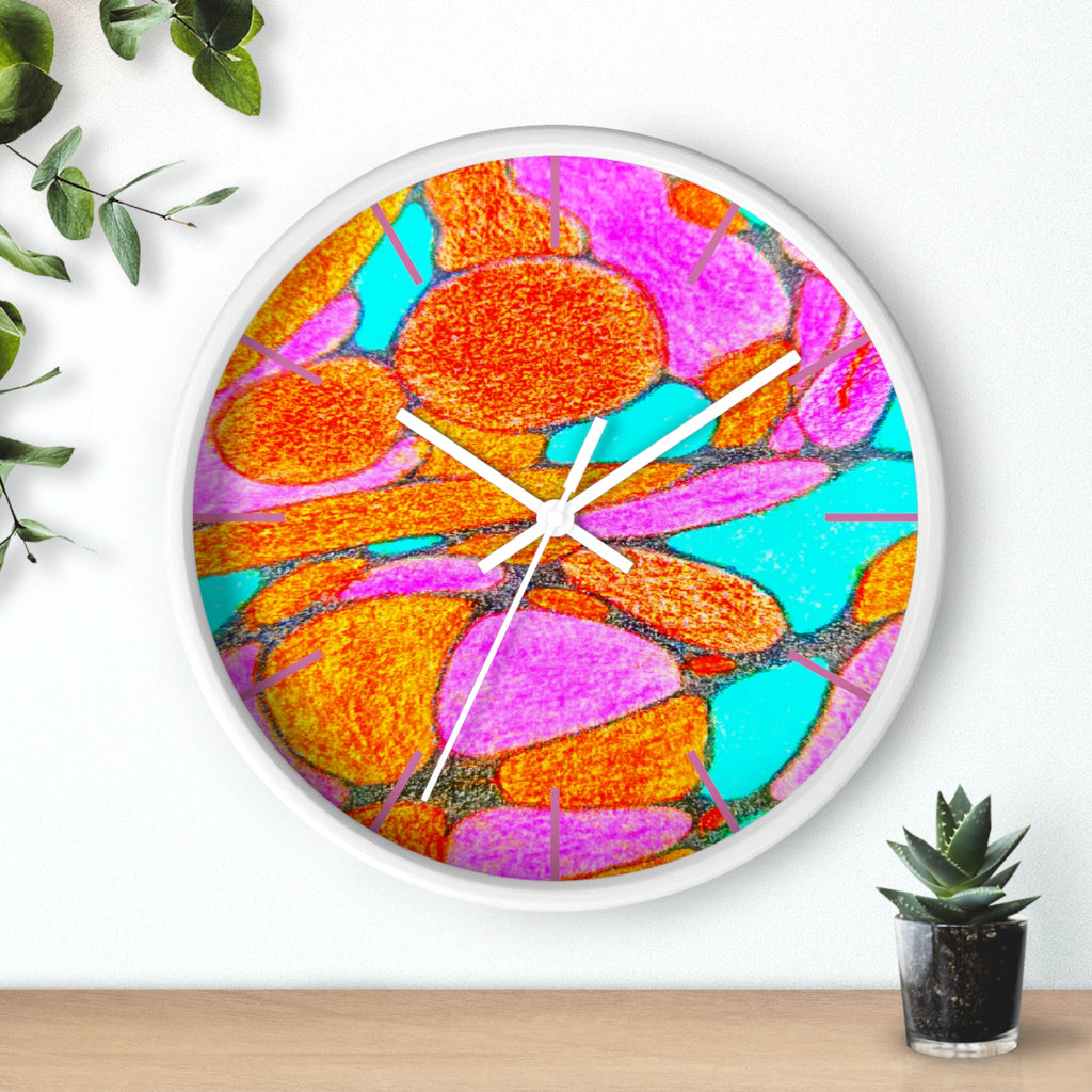 Abstract Pink Orange Teal Wall Clock | Modern Geometric Pop Art Decor | Silent Unique Gift