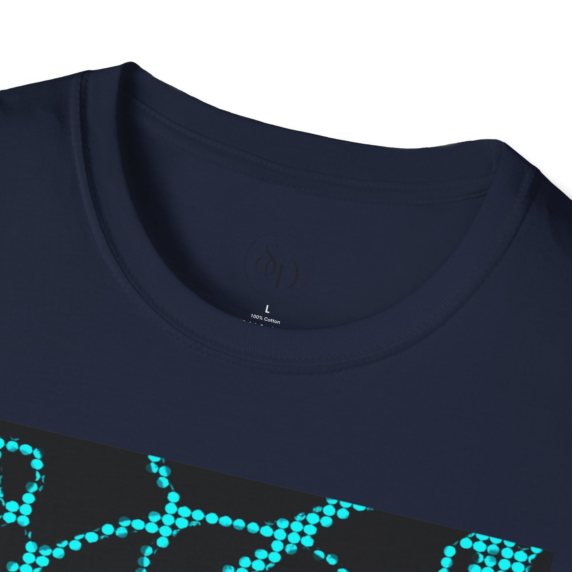 Neural Pattern T-Shirt | Black Turquoise Tech Aesthetic Tee