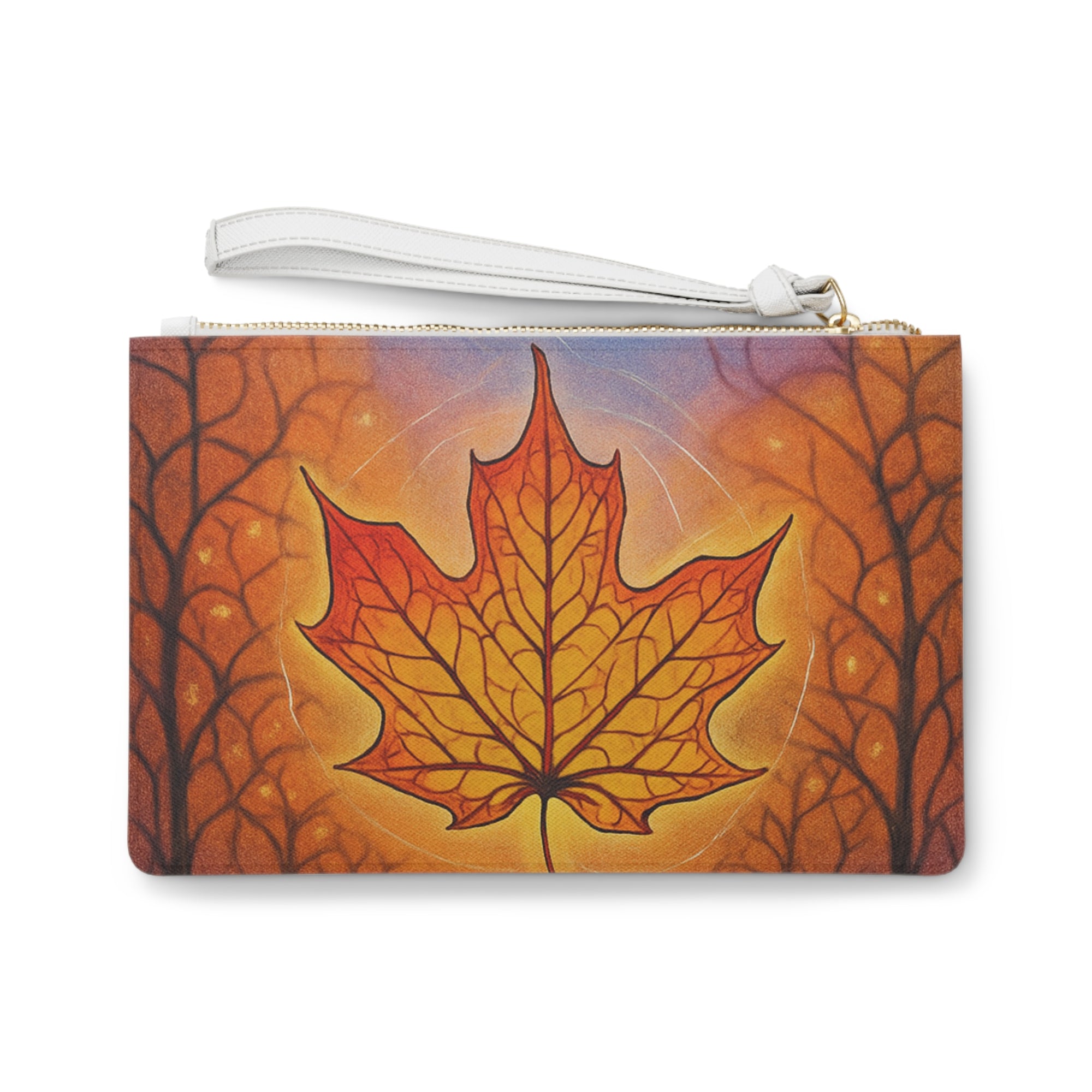 Autumn Maple Leaf Zippered Pouch | Vibrant Fall Makeup Bag