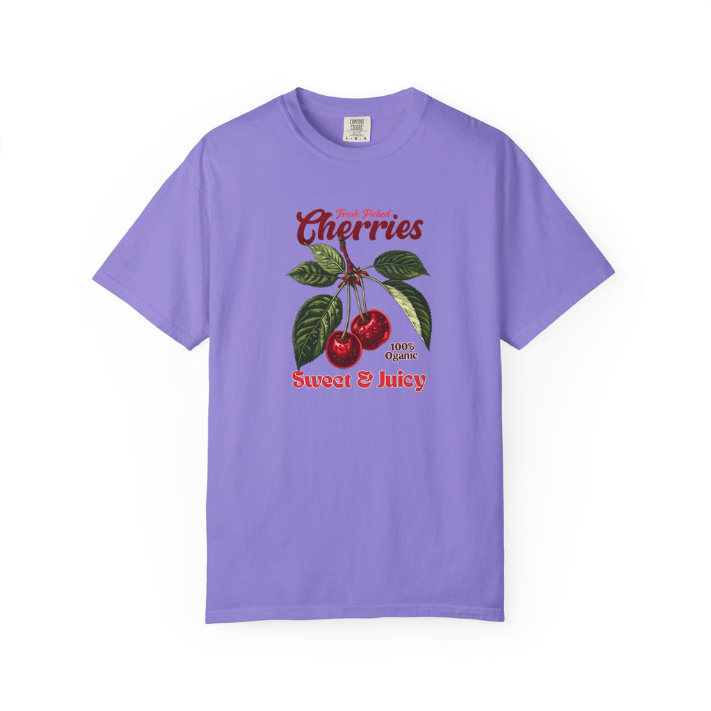 Cherry Vintage Tee — "Fresh Picked Cherries: Sweet & Juicy" Graphic T-Shirt