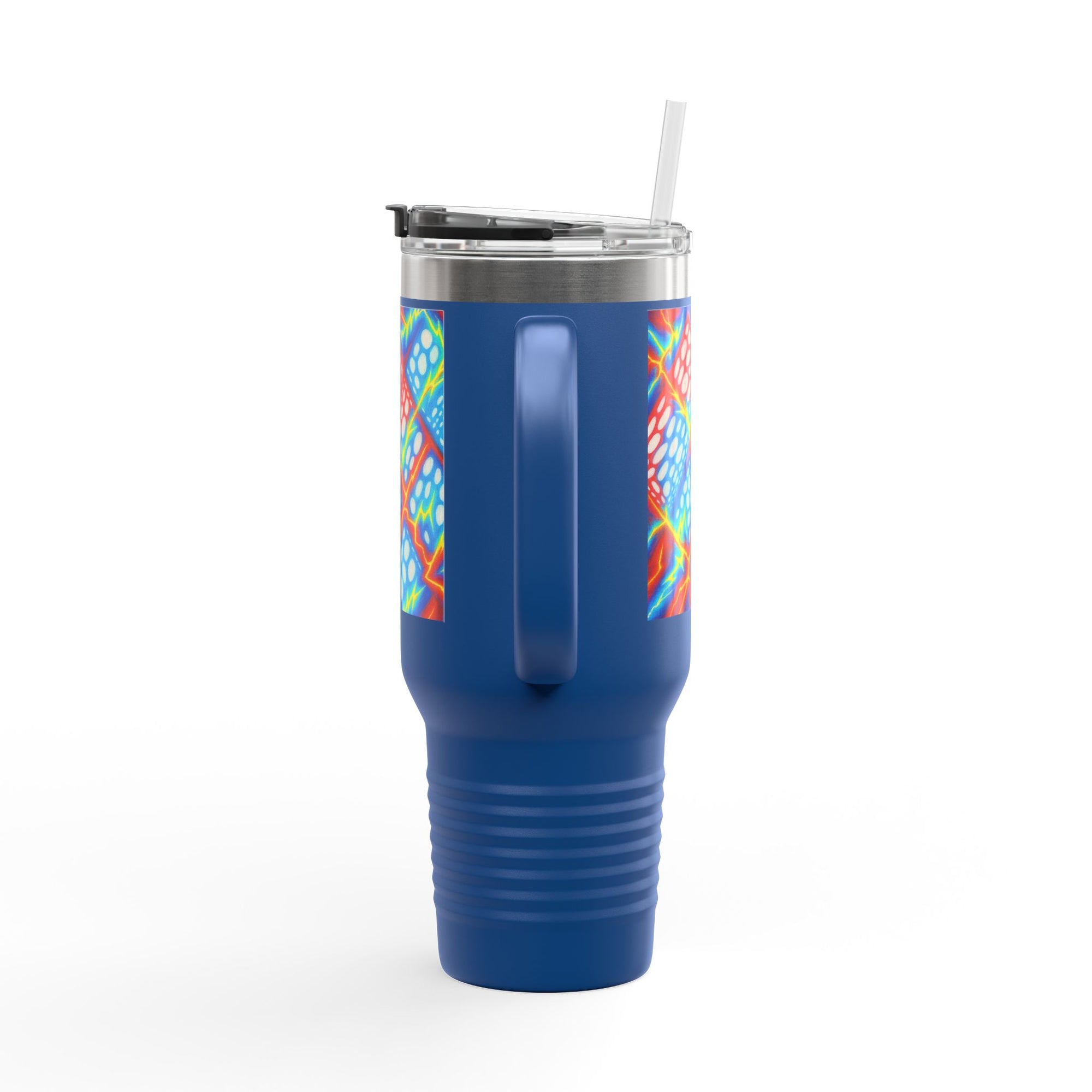 Bold Stainless Steel Travel Mug for Hot & Cold Drinks, Colorful Artistic Cup with Straw