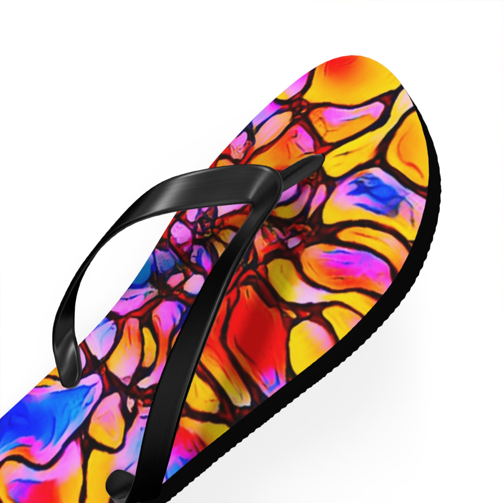 Vibrant Artistic Flip Flops | Colorful Summer Beach Sandals