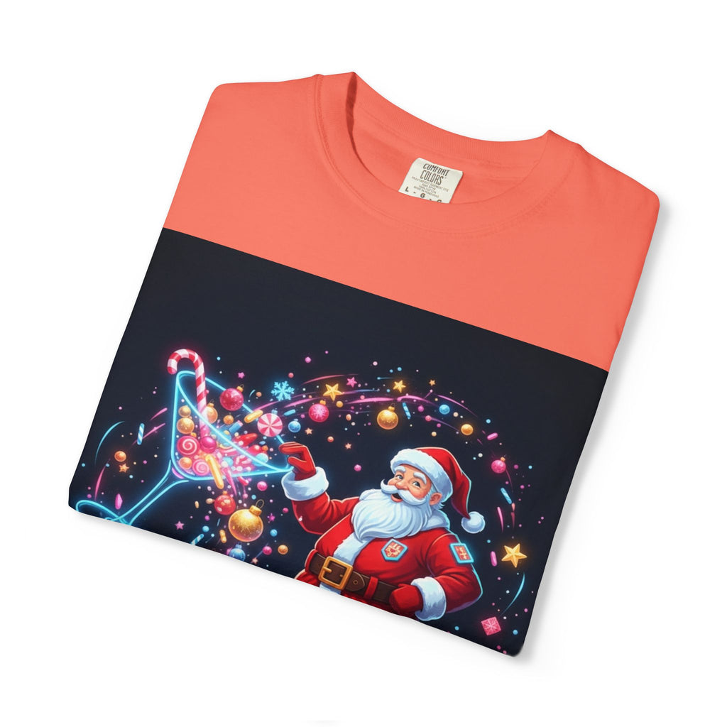 Santa Wizard Illustration T-Shirt | Neon Magical Christmas Tee