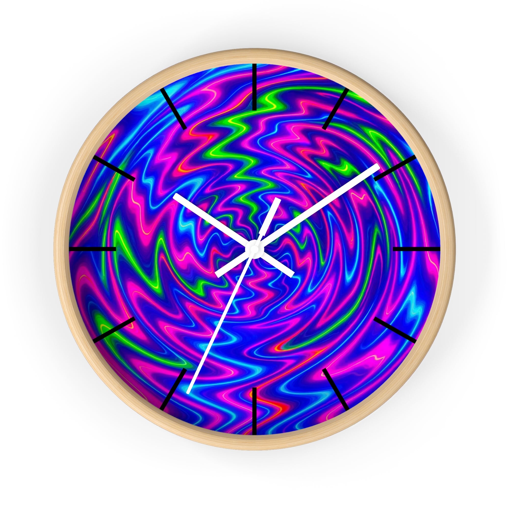 Psychedelic Abstract Wall Clock | Vibrant Neon Swirl Home Decor | Unique Trippy Gift