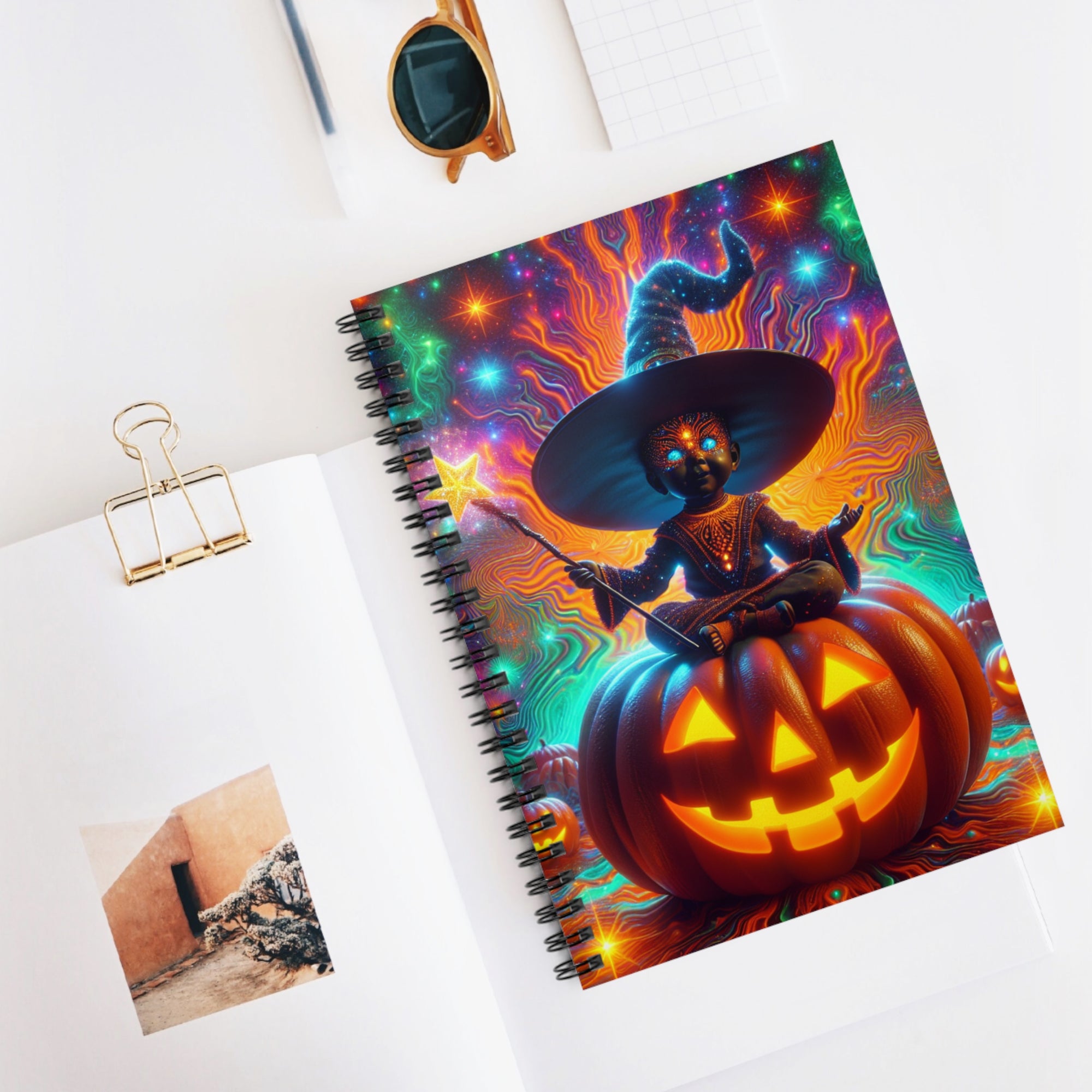 Psychedelic Halloween Notebook | Magic Pumpkin Witch Journal