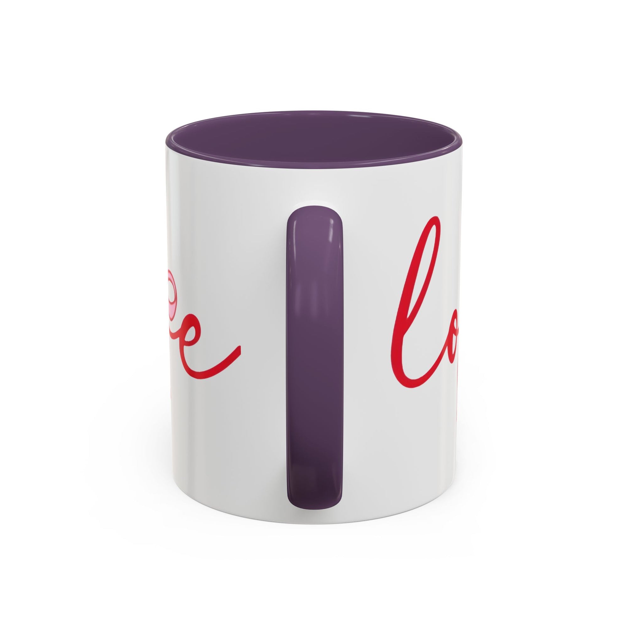 Romantic Love Mug | White Ceramic Coffee Cup with Red Bow Design, Colored Handle