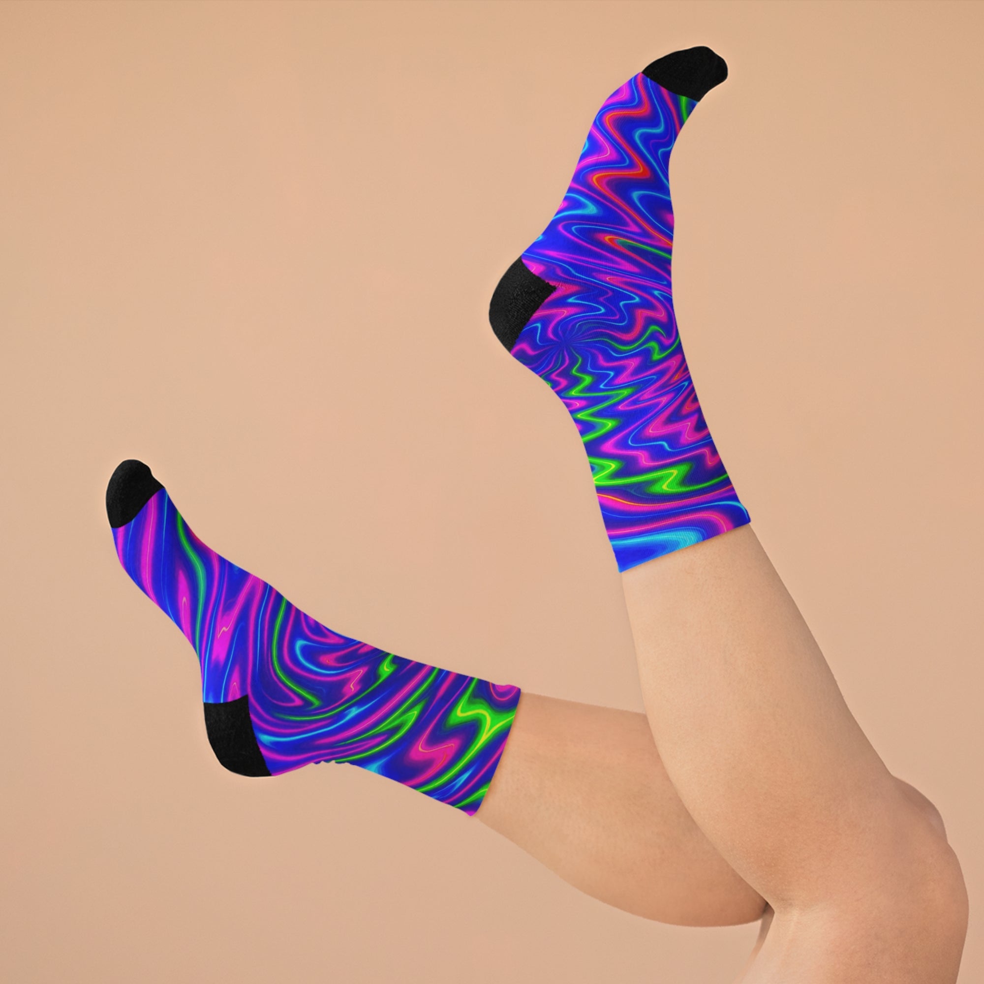Vibrant Swirl Pattern Socks | Colorful Psychedelic Crew