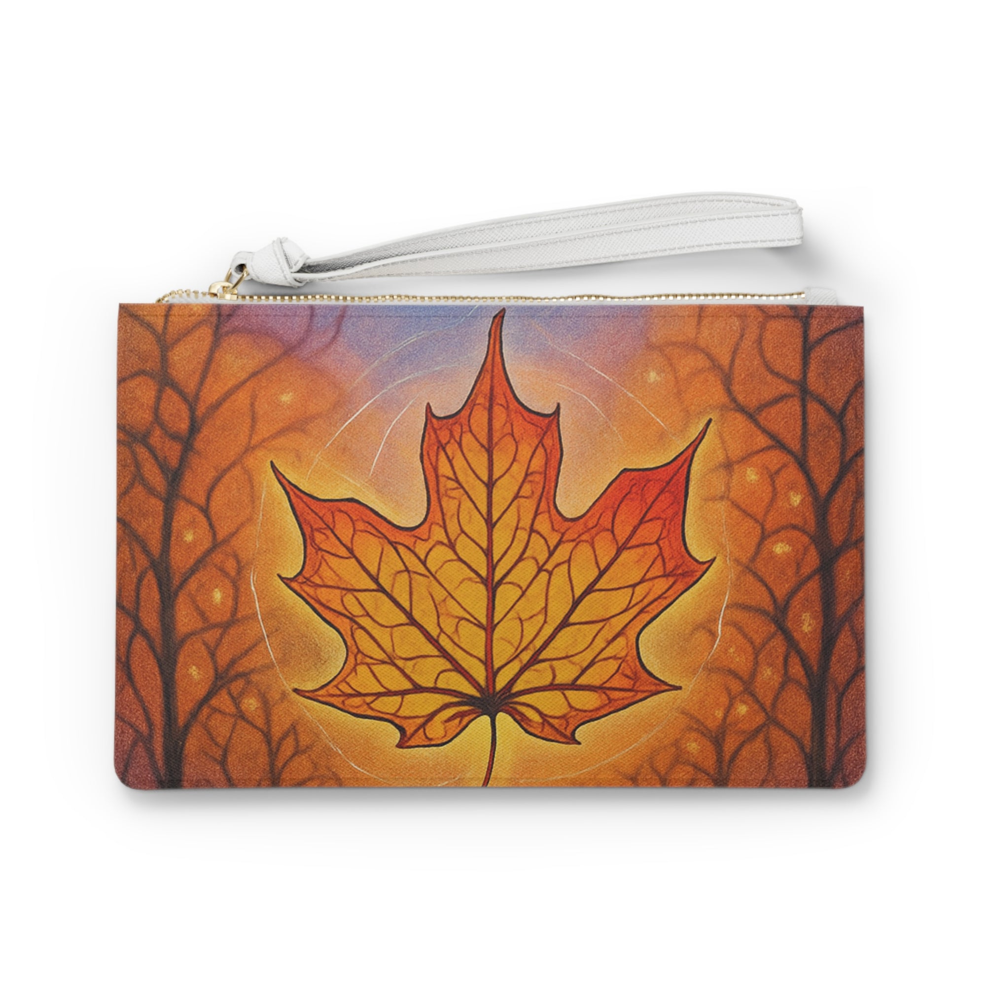 Autumn Maple Leaf Zippered Pouch | Vibrant Fall Makeup Bag