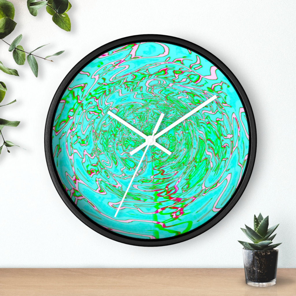 Abstract Green Turquoise Wall Clock | Silent Modern Swirl Home Decor | Unique Gift