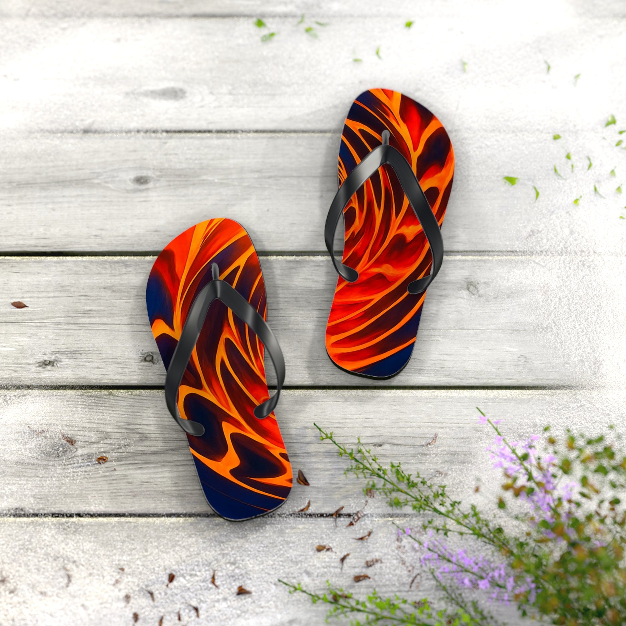 Vibrant Flame Flip Flops | Colorful Summer Beach Sandals