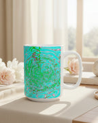 Taza abstracta verde | Taza de café de cerámica moderna | Regalo inspirado en la naturaleza