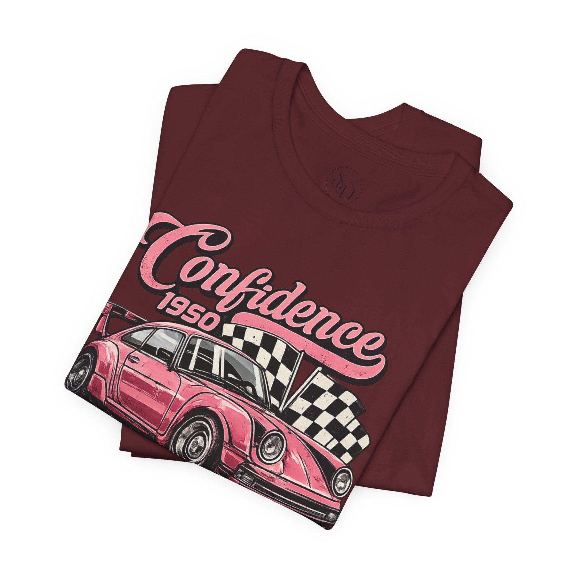 Vintage Pink Porsche 1950 Racing Tee | Confidence No Fear At All