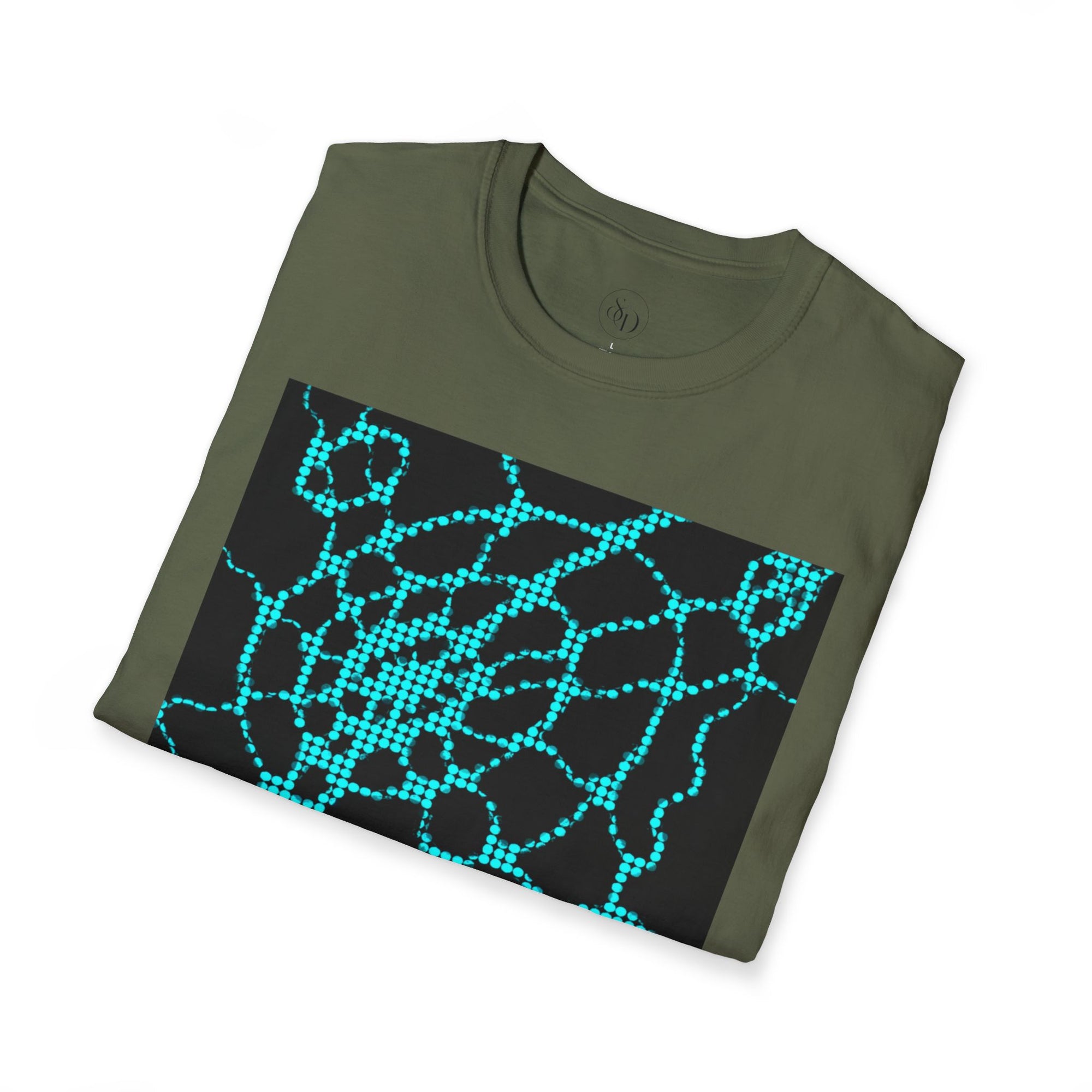 Black & Turquoise Neuro-Art T-Shirt | Soft Cotton Unisex Tee