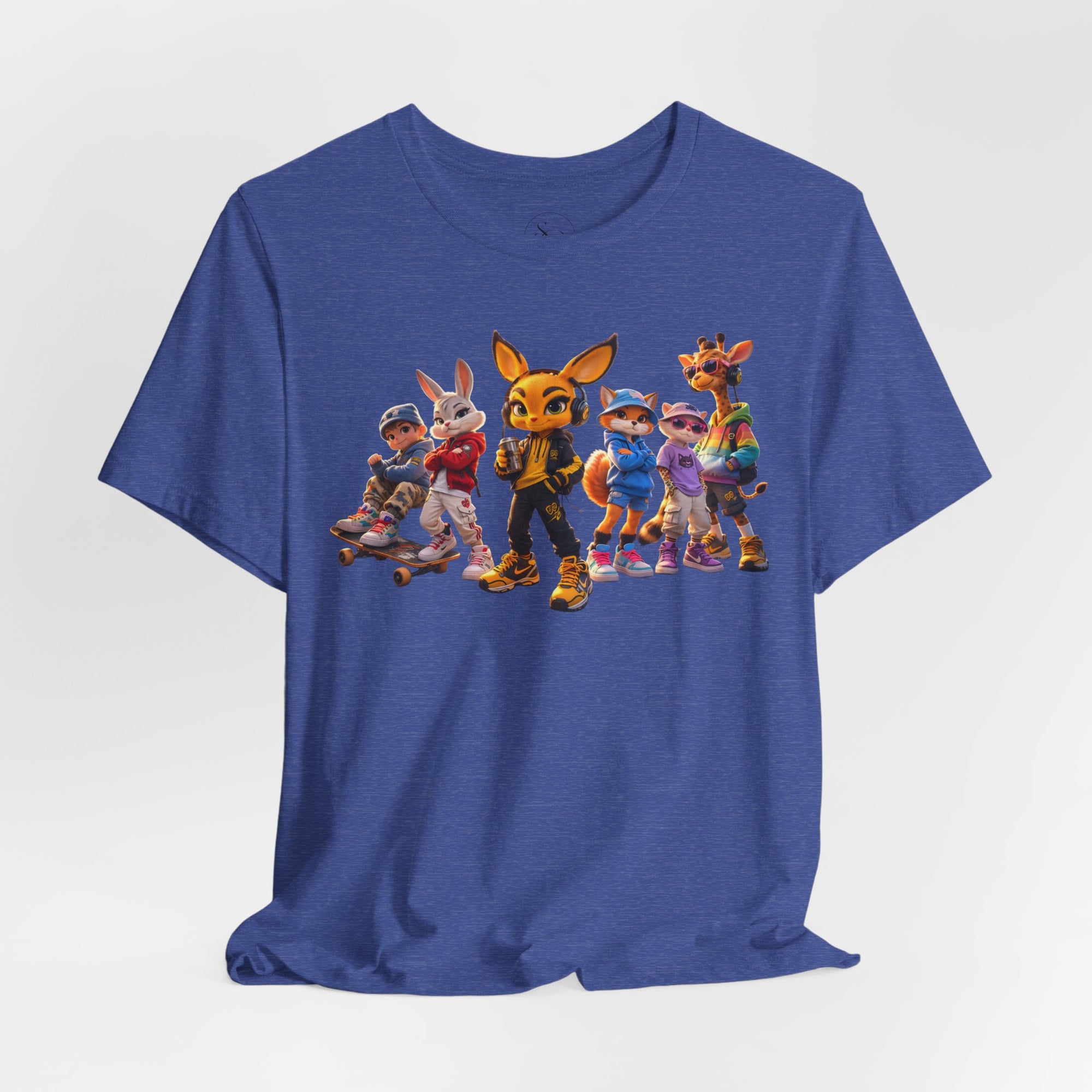 Anthropomorphic Skate Crew T-Shirt | Cartoon Fox, Bunny, Giraffe Characters