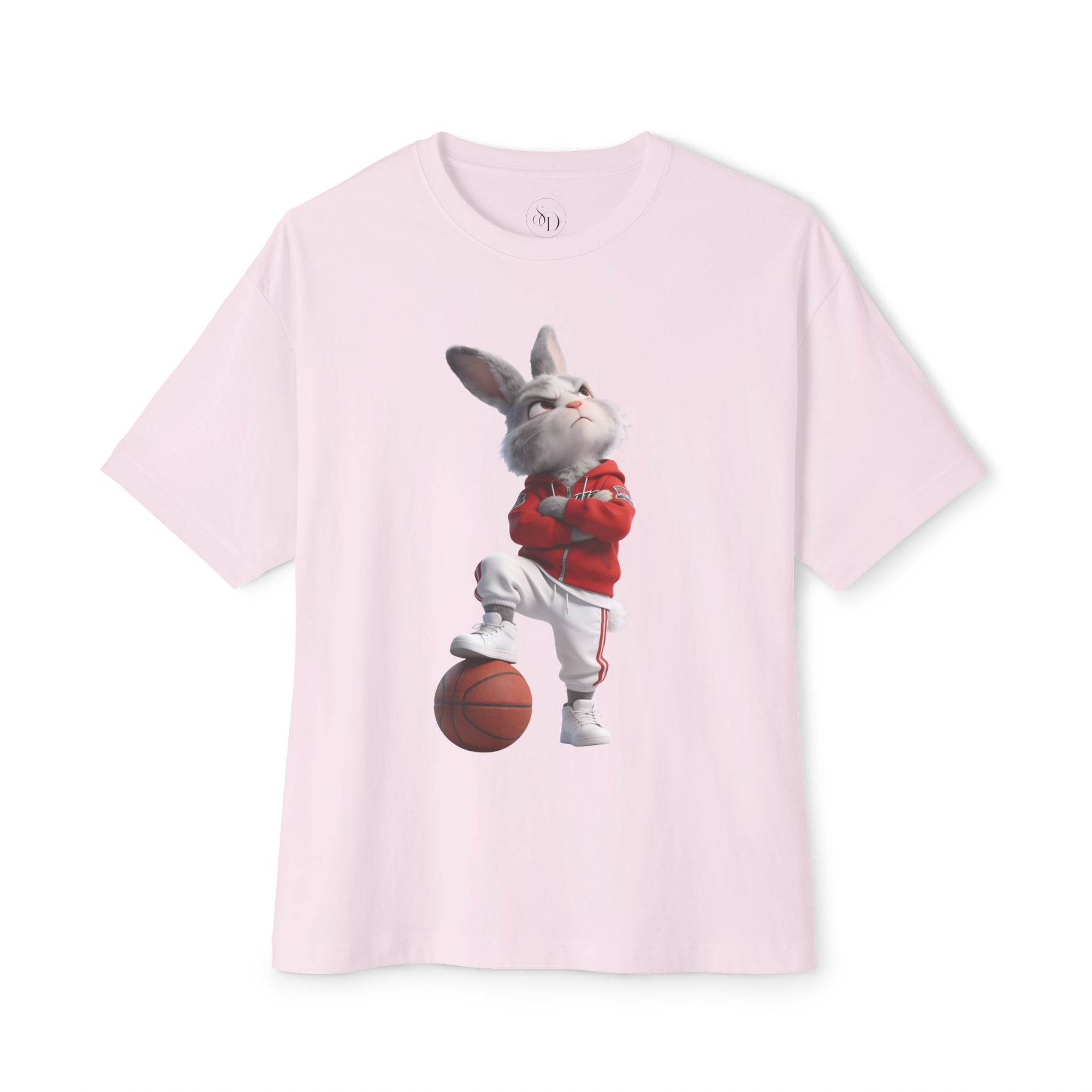 Oversized Bunny Basketball Player Graphic T-Shirt