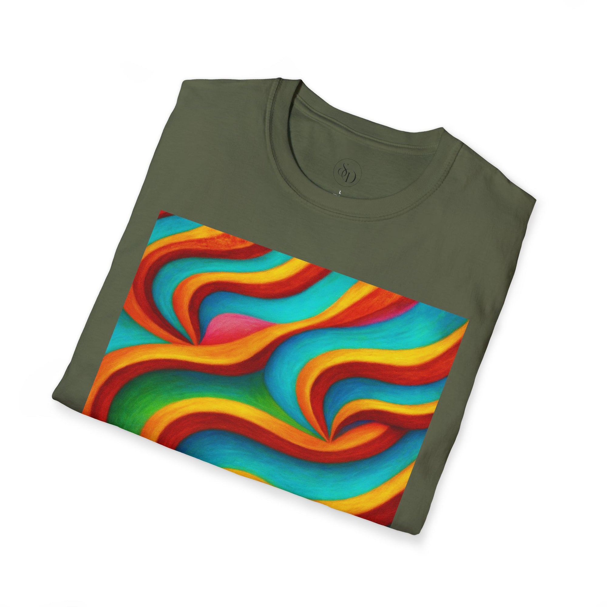 Psychedelic Rainbow Wave T-Shirt | Vibrant Neuro-Art Unisex Tee