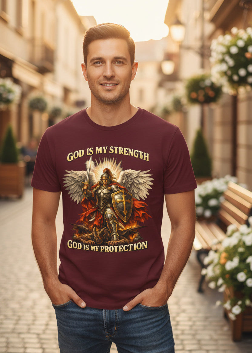 Christian Warrior T-Shirt | God Is My Strength & Protection | Faith Shirt