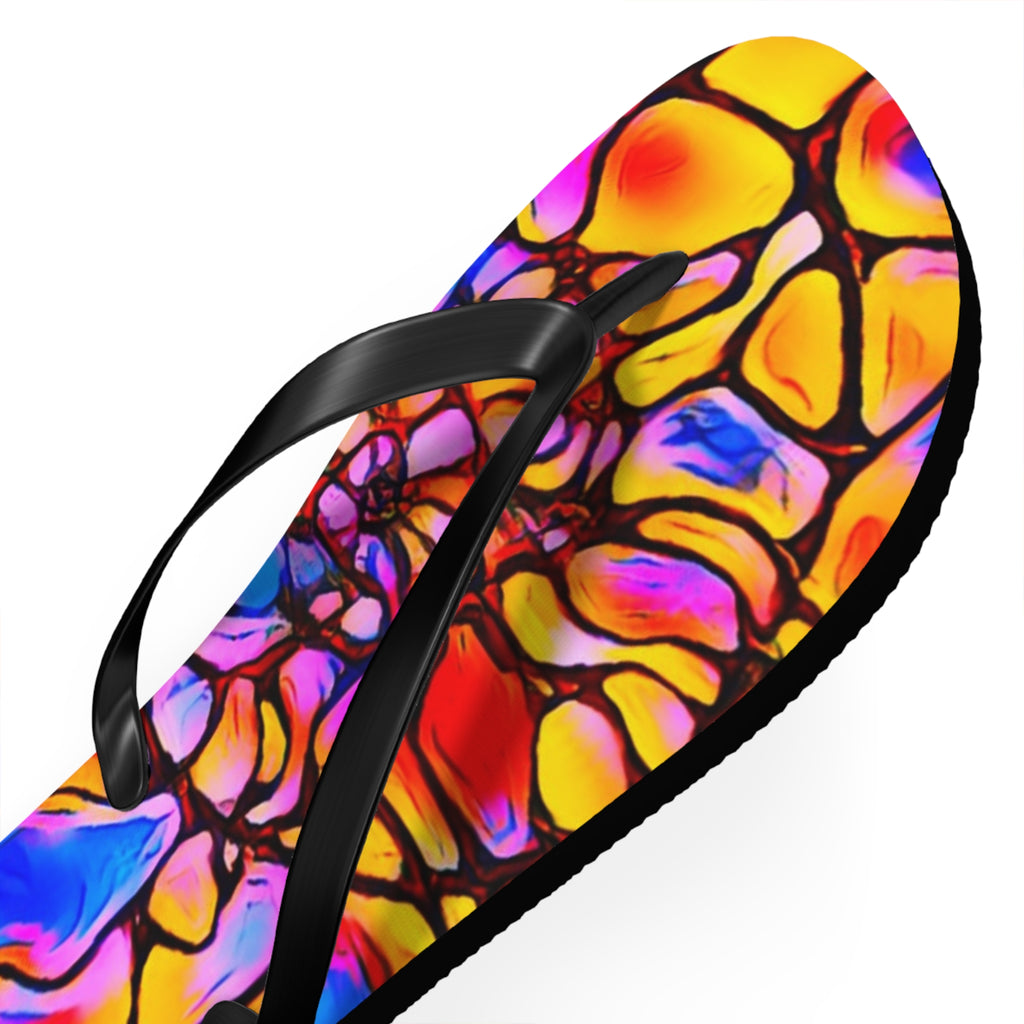 Vibrant Artistic Flip Flops | Colorful Summer Beach Sandals