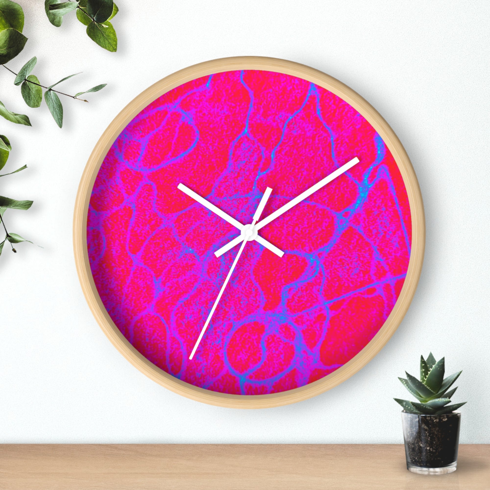 Hot Pink Fuchsia Abstract Wall Clock | Modern Pop Art Home Decor | Silent Unique Gift