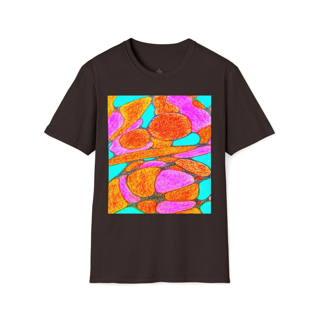Organic Bloom Abstract Unisex Tee | Vibrant Pink & Orange Graphic Art Shirt