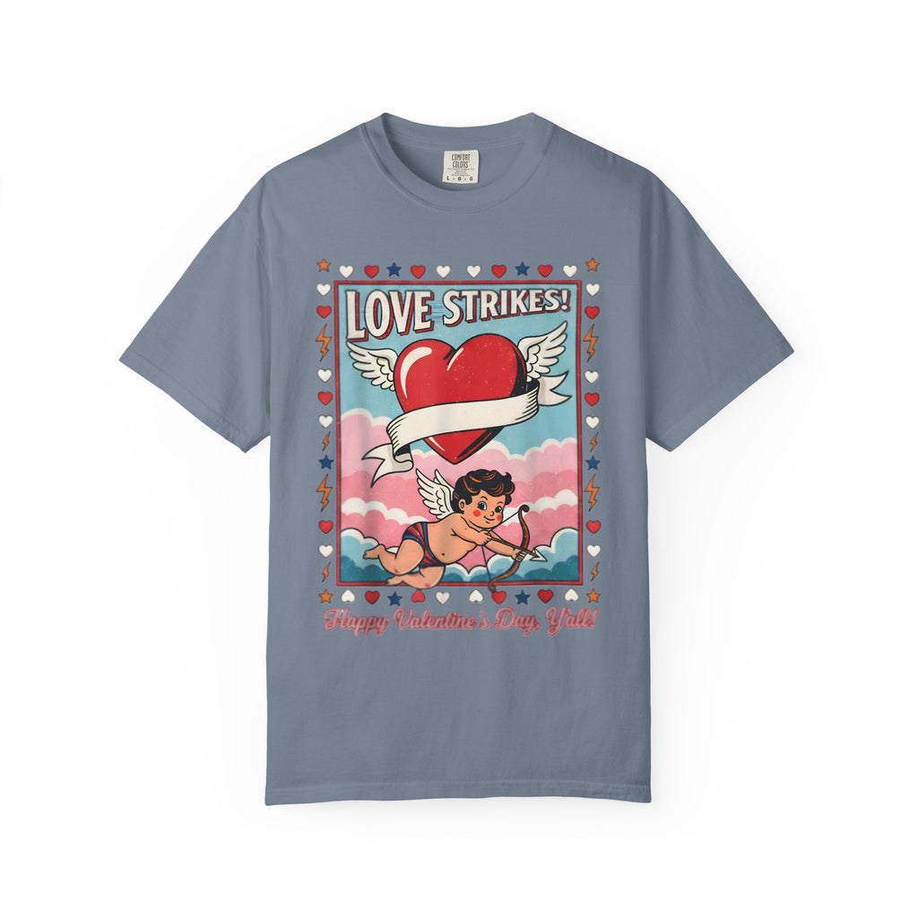 Love Strikes Cupid Heart T-Shirt | Valentine's Day Retro Graphic