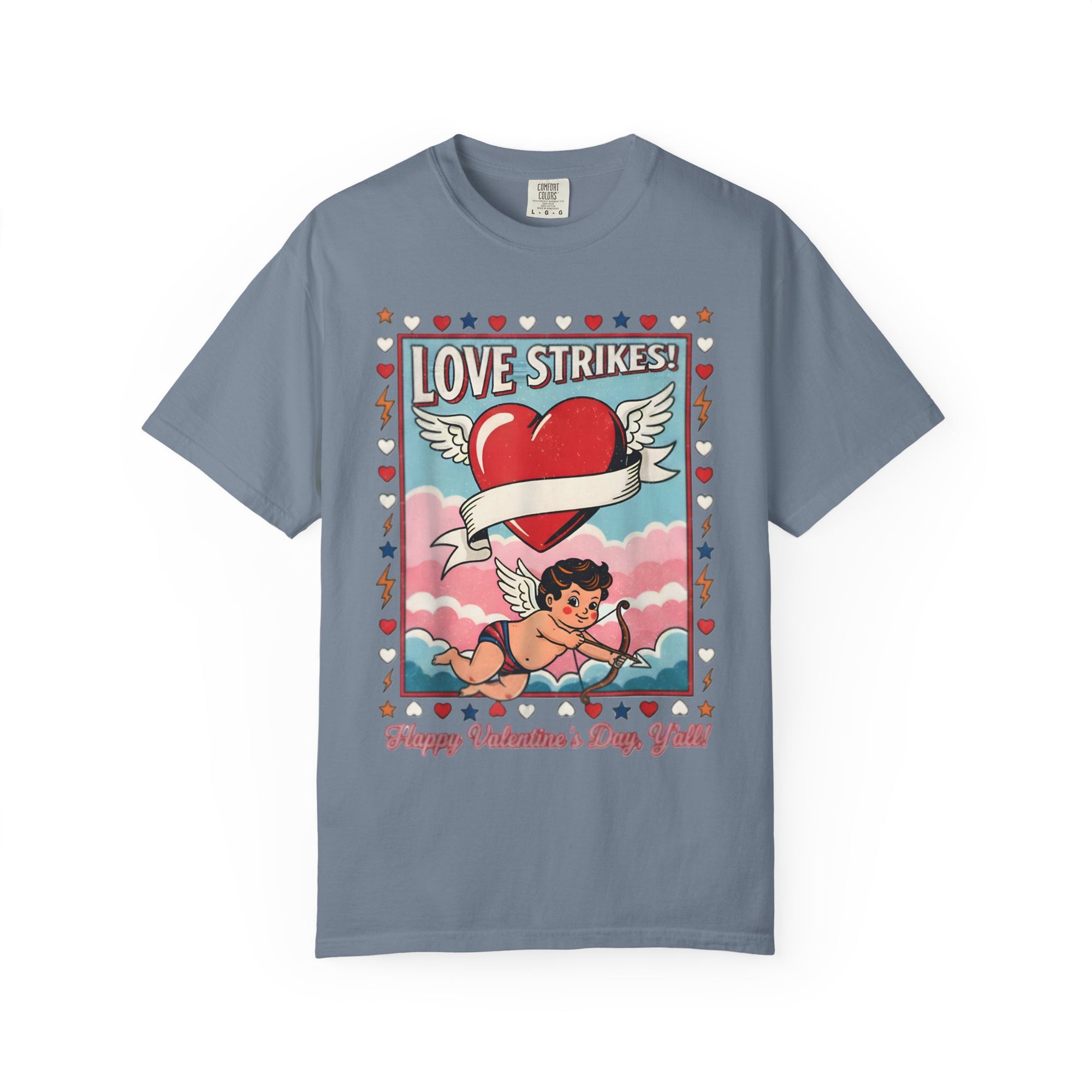 Love Strikes Cupid Heart T-Shirt | Valentine's Day Retro Graphic