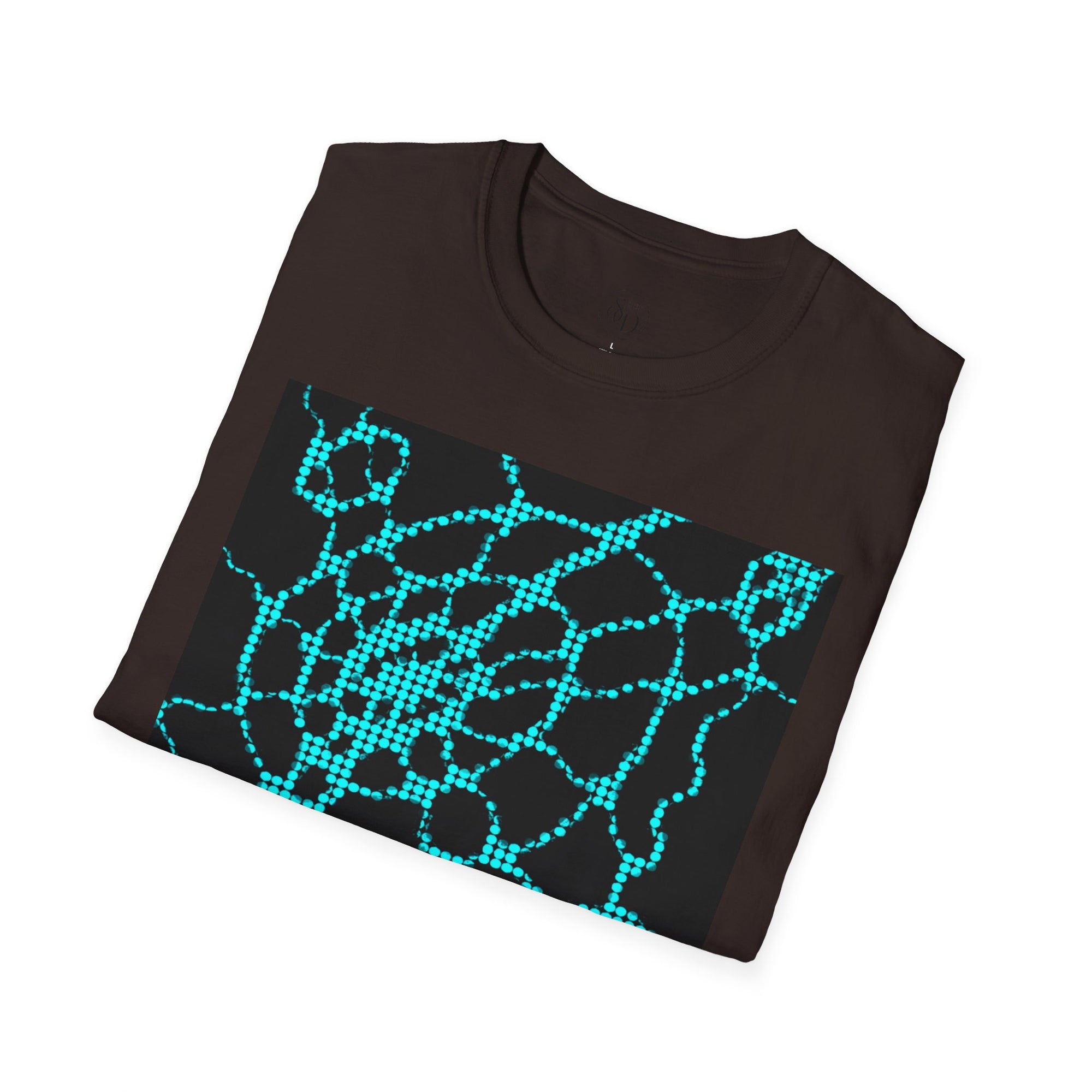 Neural Pattern T-Shirt | Black Turquoise Tech Aesthetic Tee