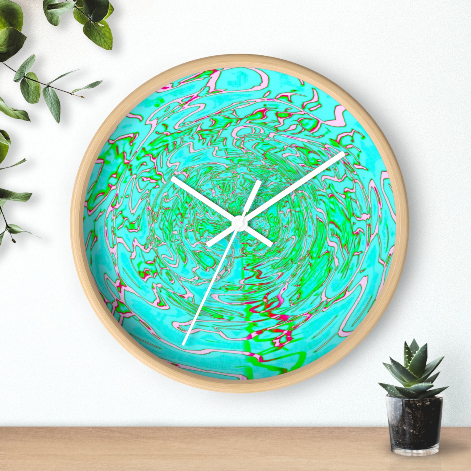 Green Abstract Wall Clock | Modern Silent Clock