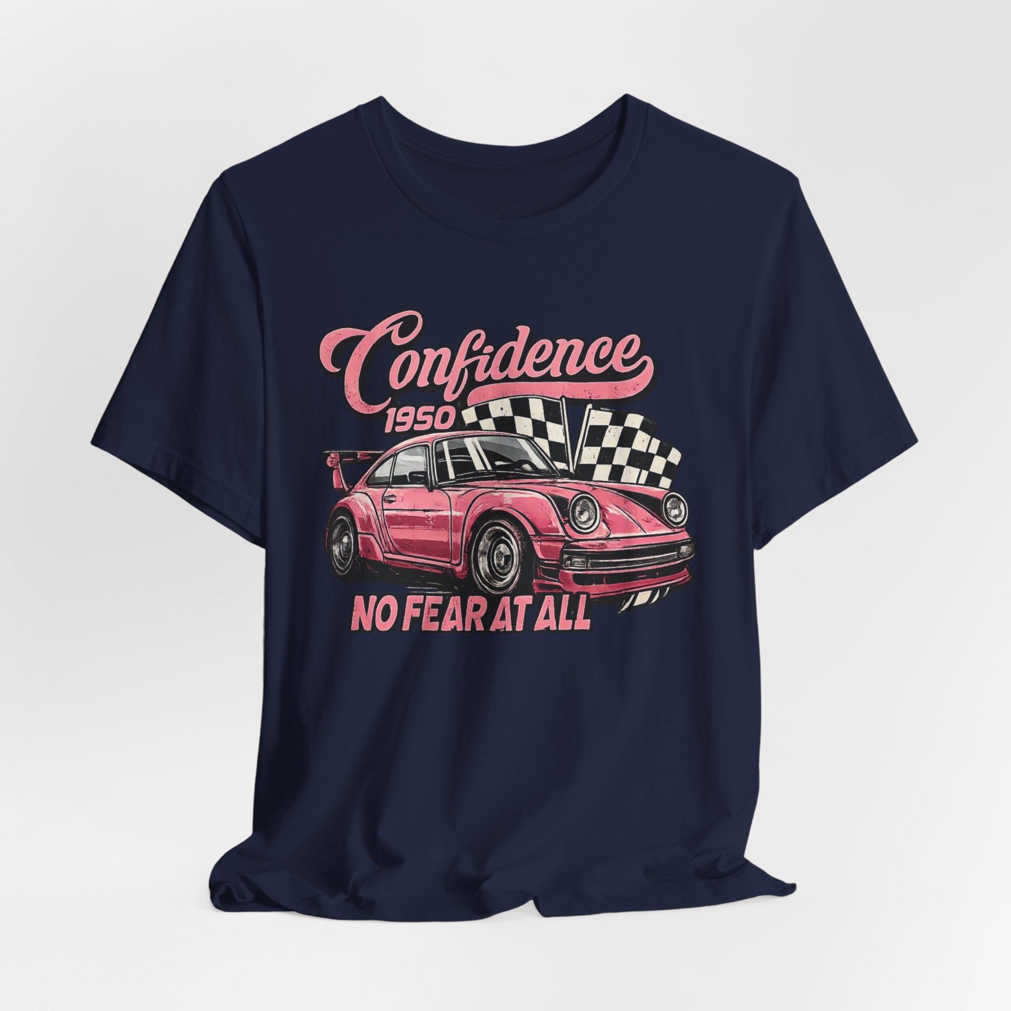 Vintage Pink Porsche 1950 Racing Tee | Confidence No Fear At All