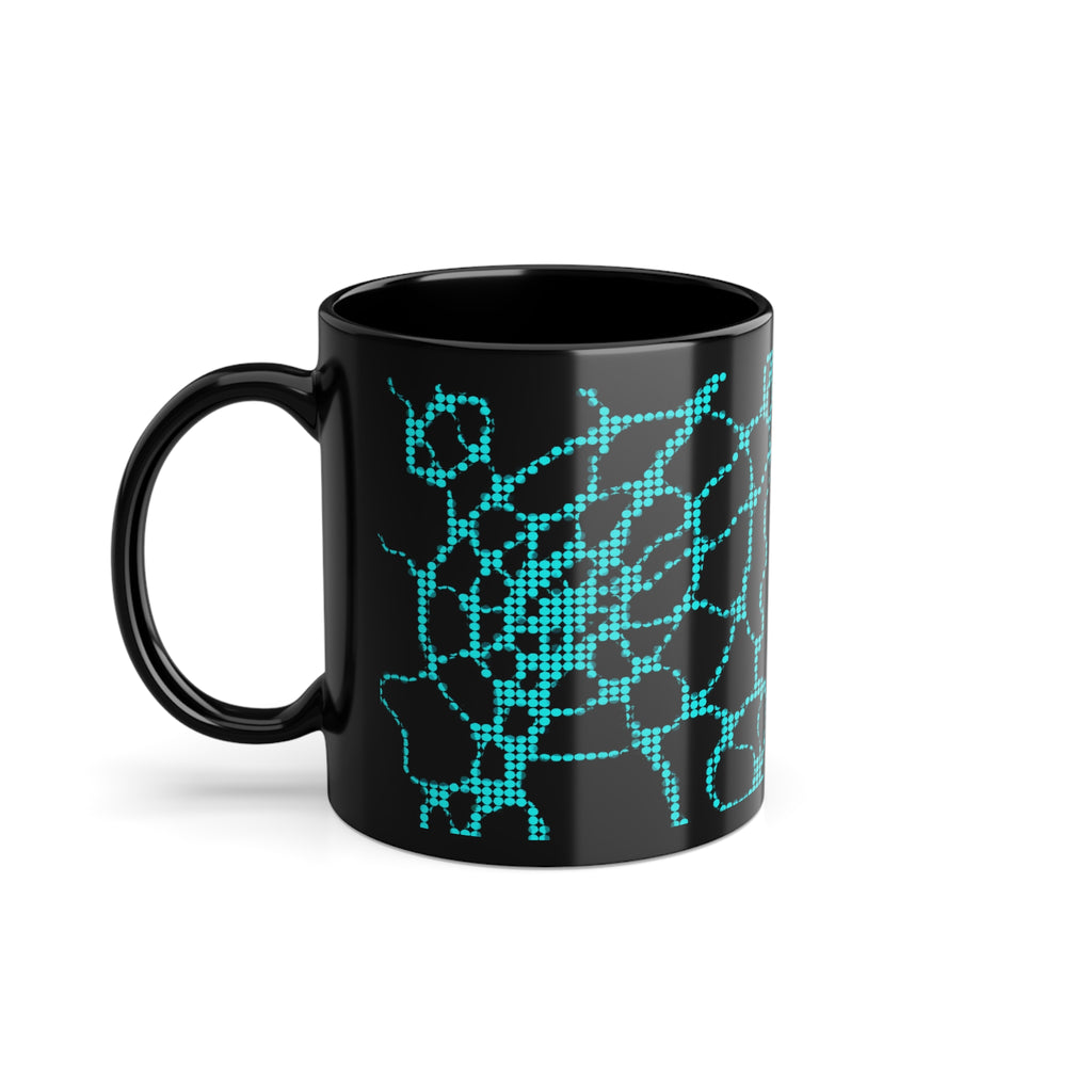 Futuristic Black Mug with Blue Tech Pattern | Cyber Coffee Cup | Modern Geek Gift for Programmers & Gamers