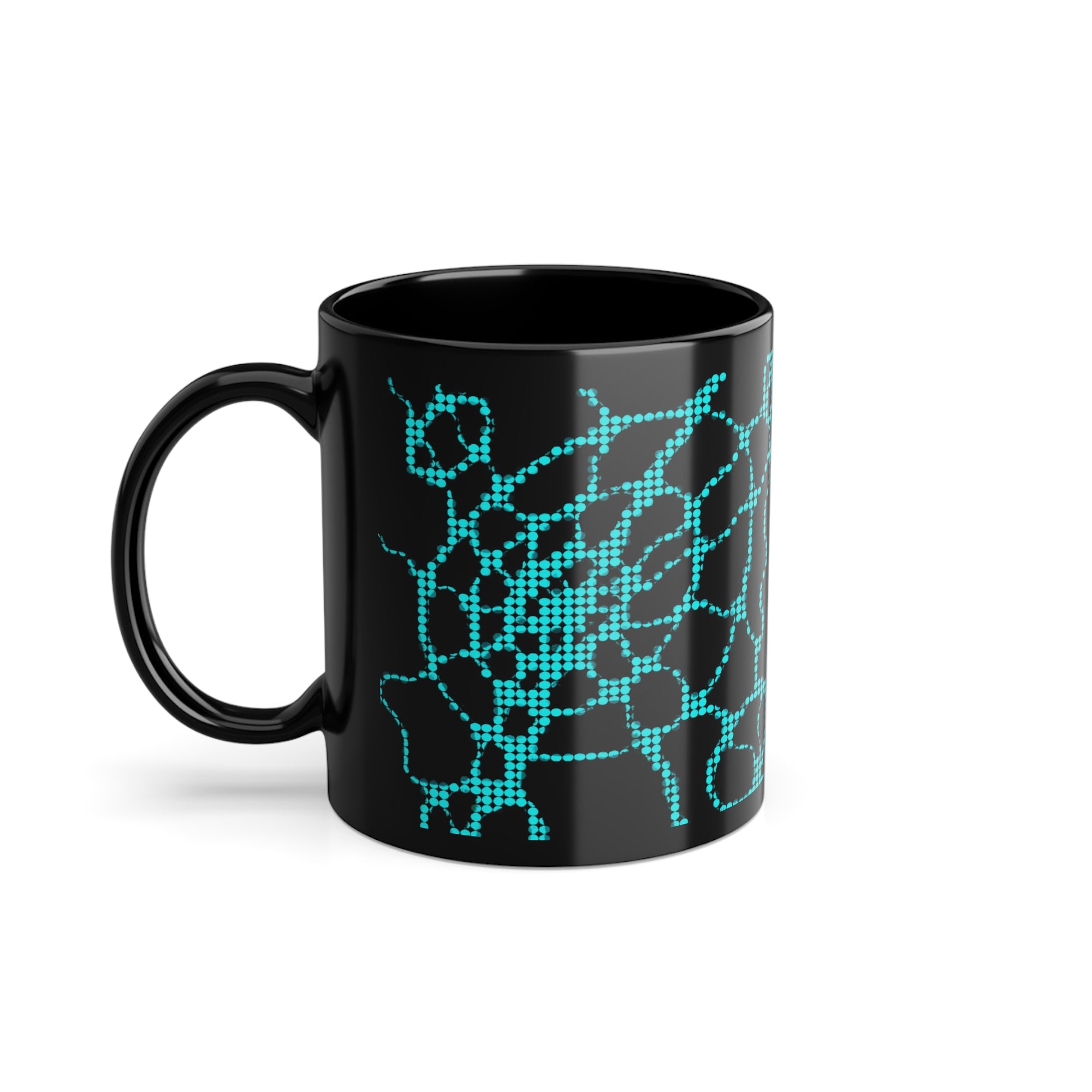 Futuristic Black Mug with Blue Tech Pattern | Cyber Coffee Cup | Modern Geek Gift for Programmers & Gamers