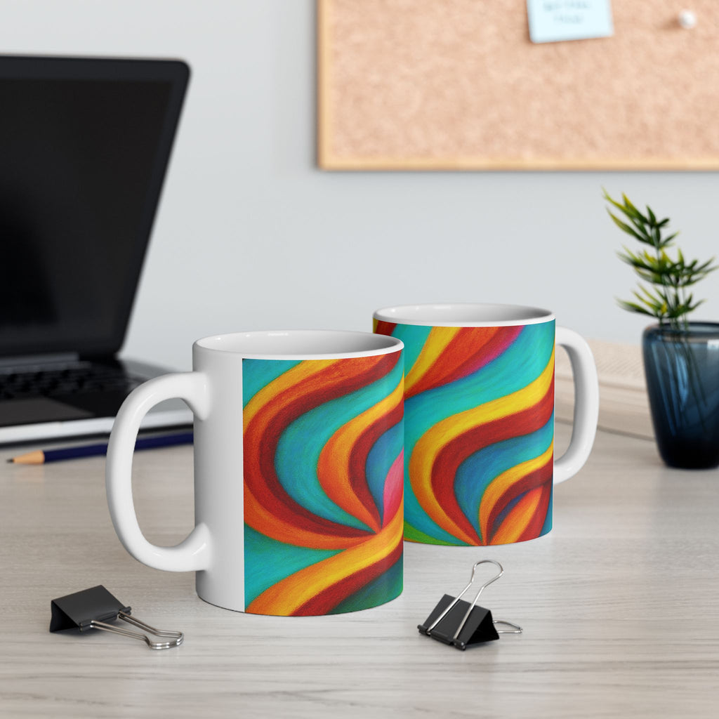 Retro Swirl Mug | Colorful Ceramic Coffee Cup | Modern Art Gift