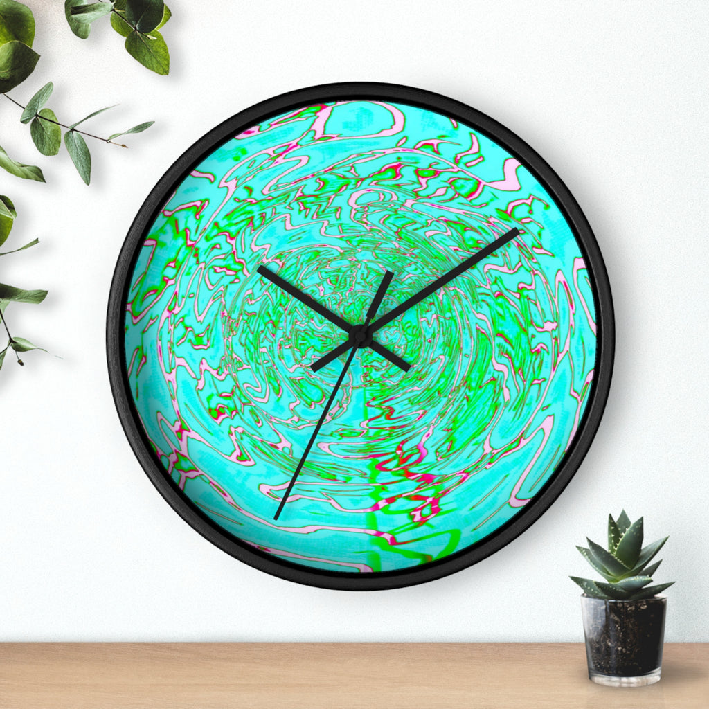 Abstract Green Turquoise Wall Clock | Silent Modern Swirl Home Decor | Unique Gift