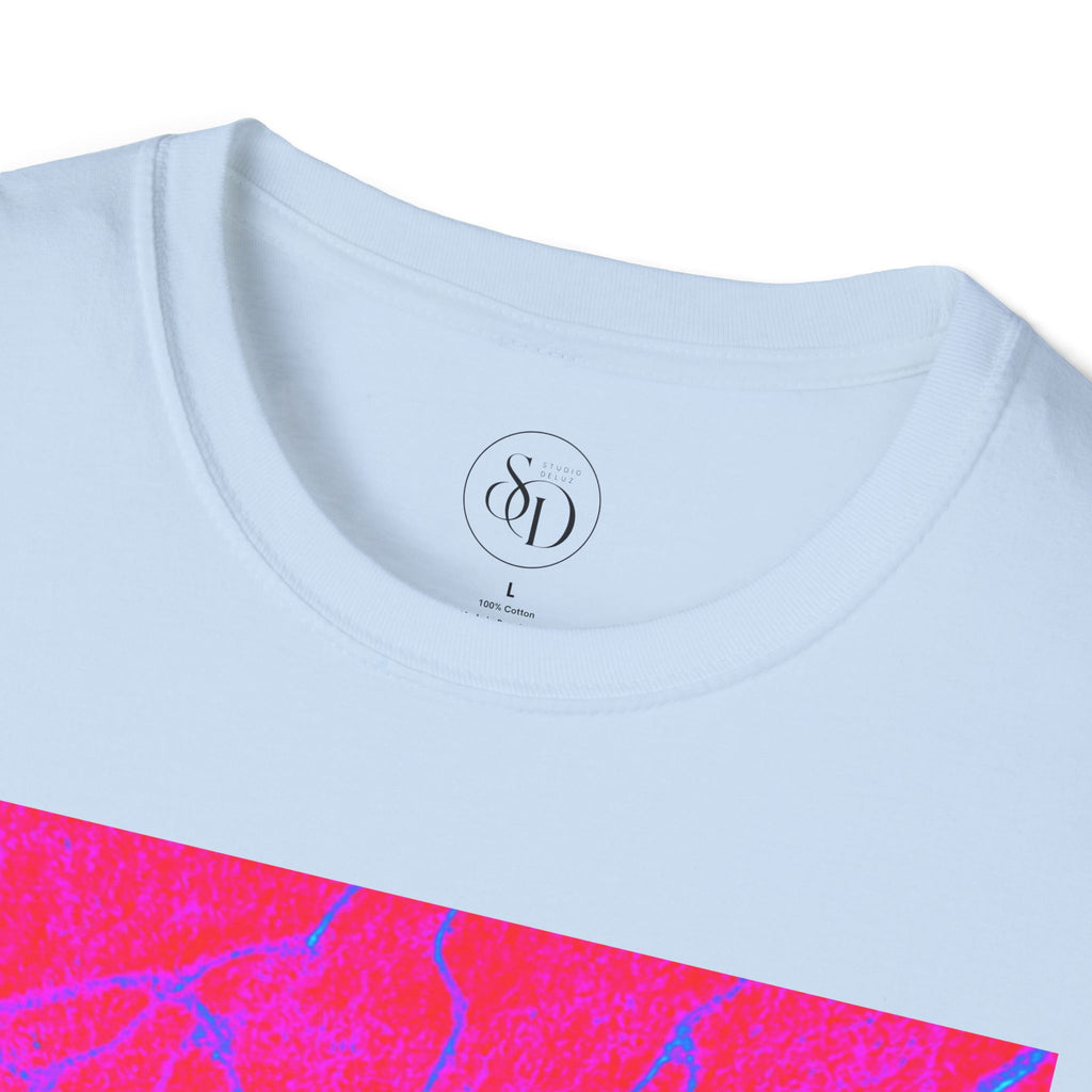 Neon Pink Plasma Abstract Unisex Tee | Vibrant Marble Graphic Shirt