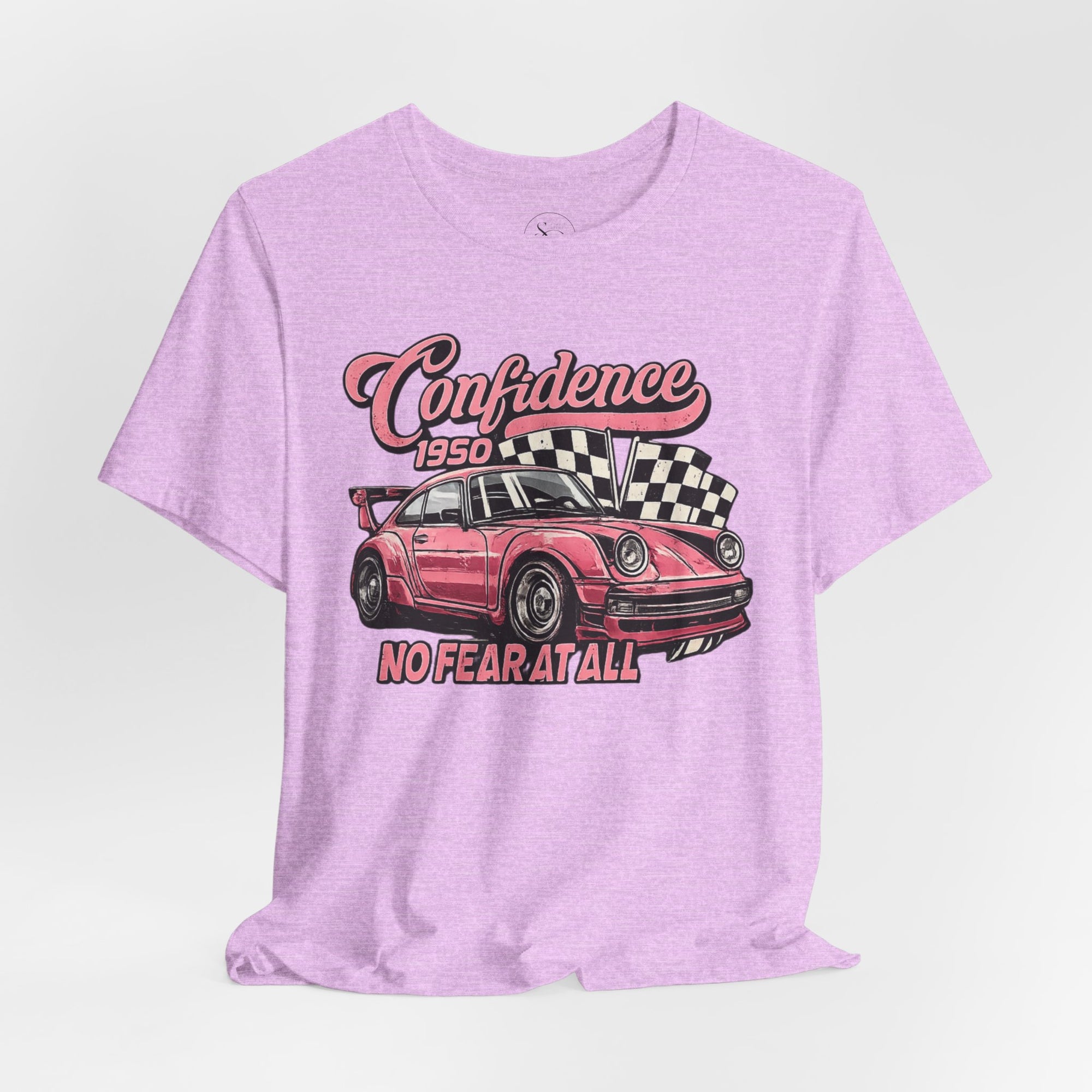 Vintage Pink Porsche 1950 Racing Tee | Confidence No Fear At All