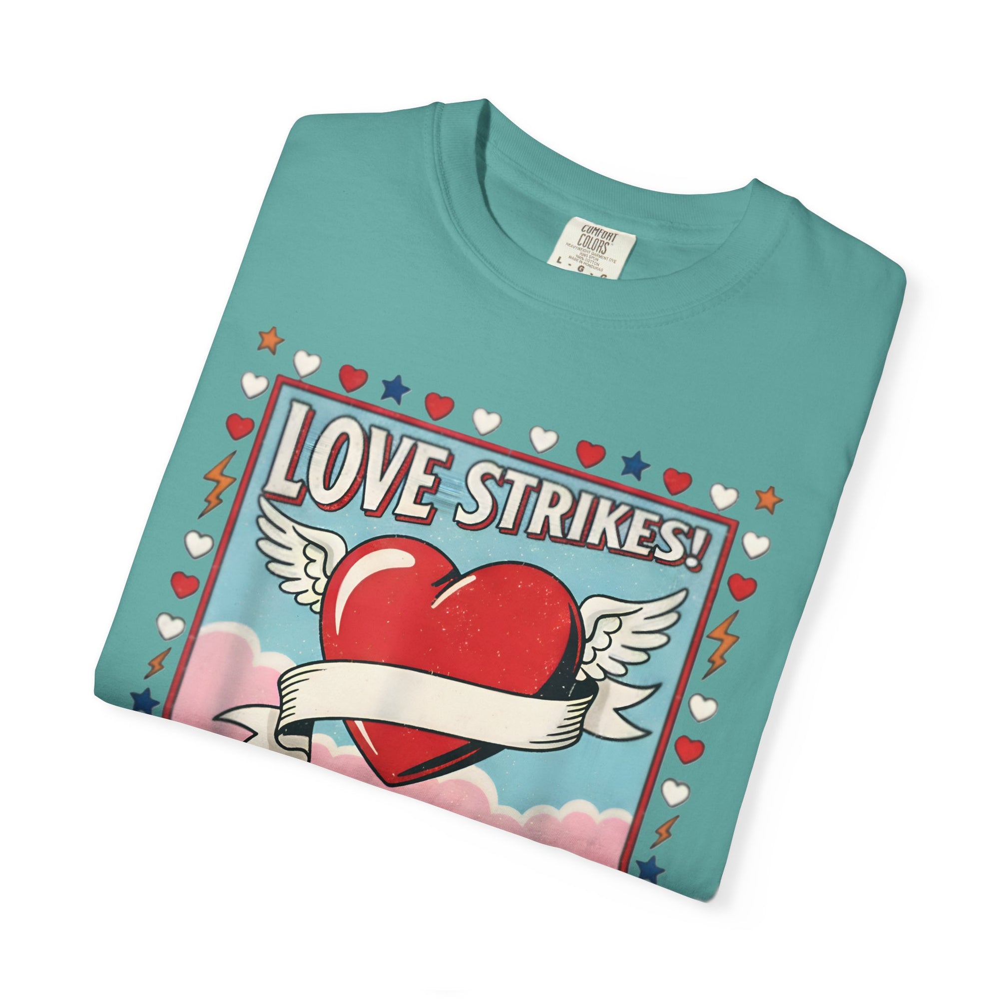 Love Strikes Cupid Heart T-Shirt | Valentine's Day Retro Graphic