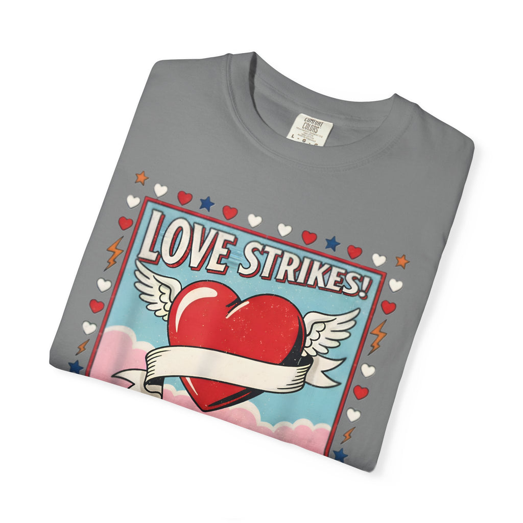 Love Strikes Cupid Heart T-Shirt | Valentine's Day Retro Graphic