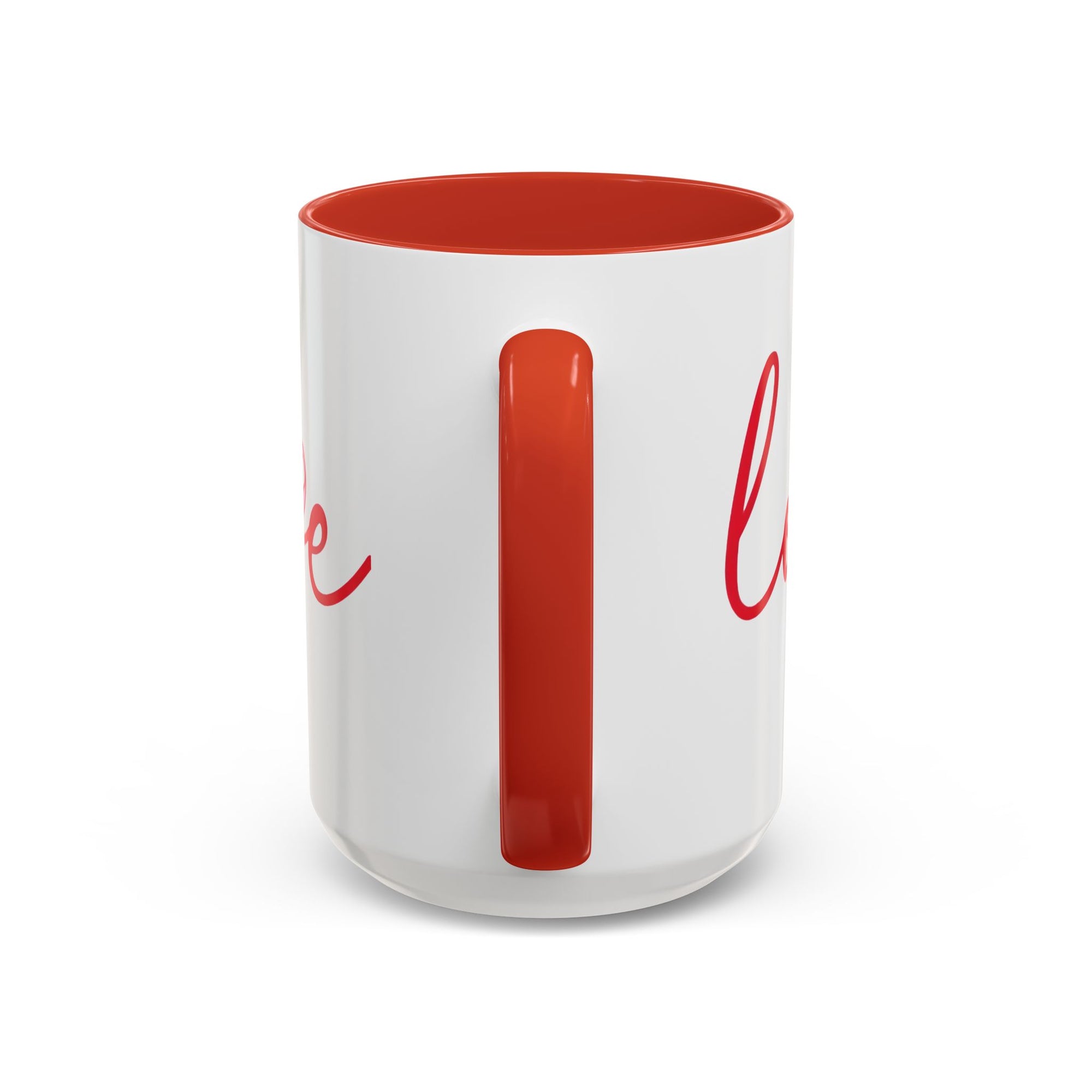 Romantic Love Mug | White Ceramic Coffee Cup with Red Bow Design, Colored Handle