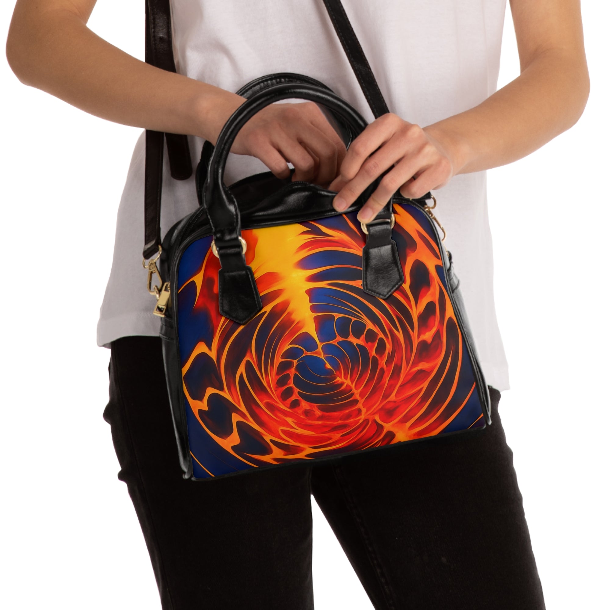 Fiery Spiral Handbag | Red Flame Abstract Statement Bag