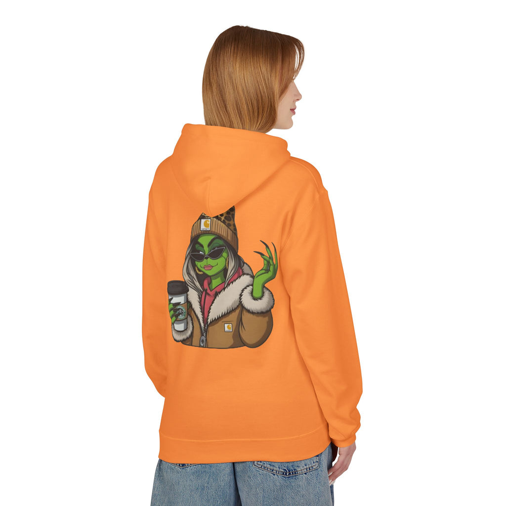 Sassy Grinch Girl Coffee Hoodie | Cozy Alien Winter Sweater | Funny Christmas Gift