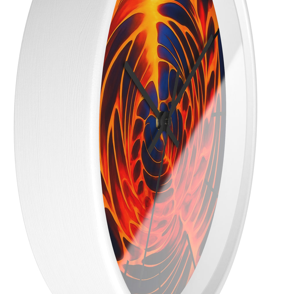 Abstract Fire Vortex Wall Clock | Red Orange Swirl Home Decor | Unique Silent Gift