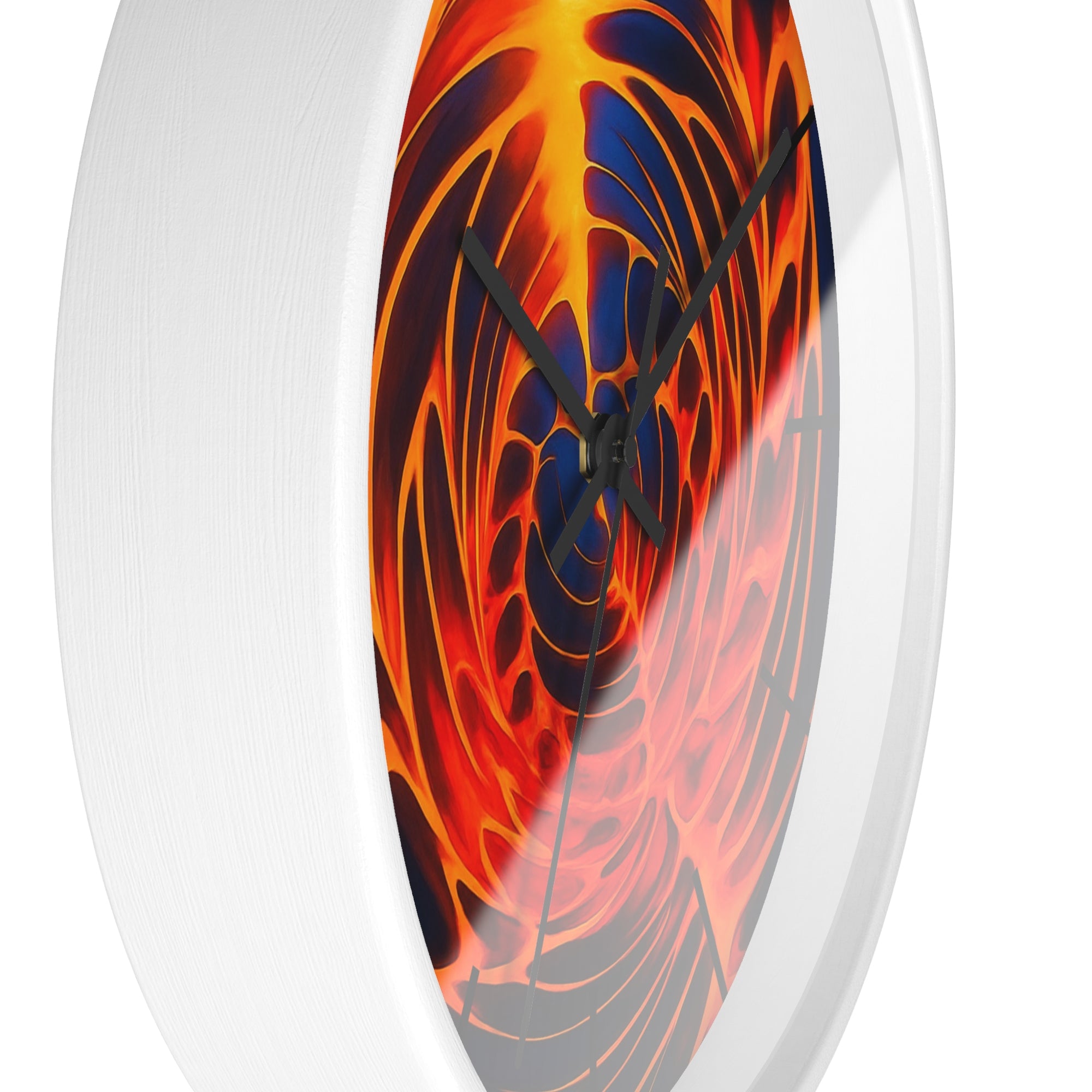 Abstract Fire Vortex Wall Clock | Red Orange Swirl Home Decor | Unique Silent Gift