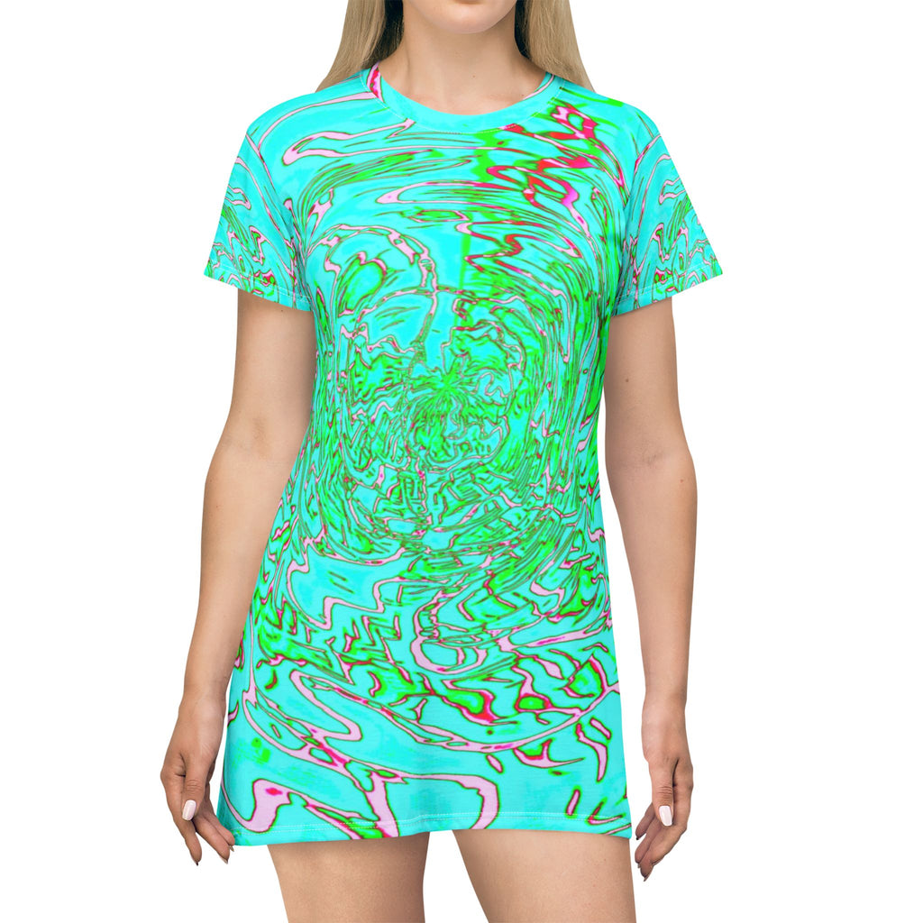 Turquoise Marble T-Shirt Dress | Summer Bodycon Dress | Resort Outfit